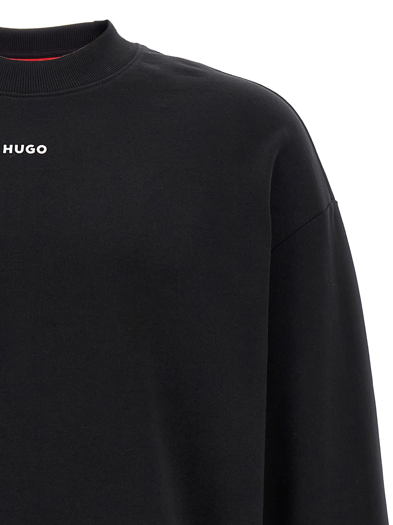Hugo Boss Cotton-terry Sweatshirt With Logo Print In Black