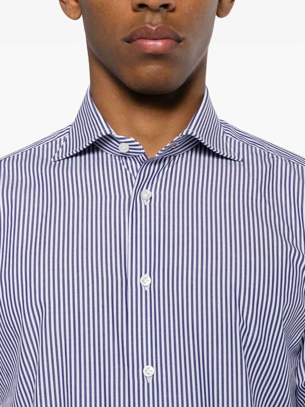 Borriello Napoli Striped Cotton Shirt In Blue