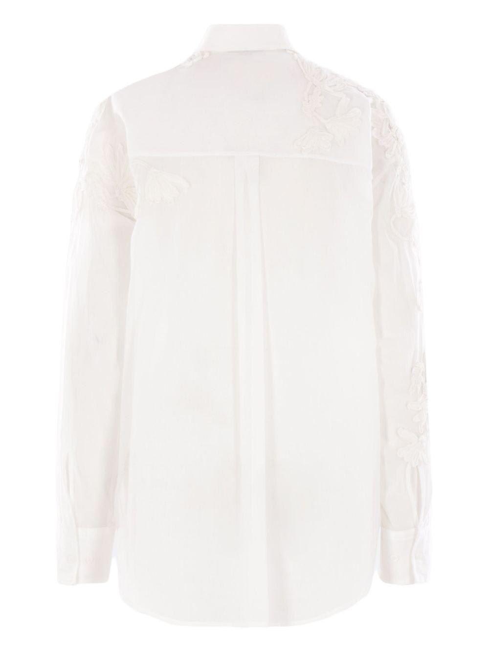 Ermanno Scervino Handmade Ribbon Floral Embroidery Oversized Muslin Shirt In White