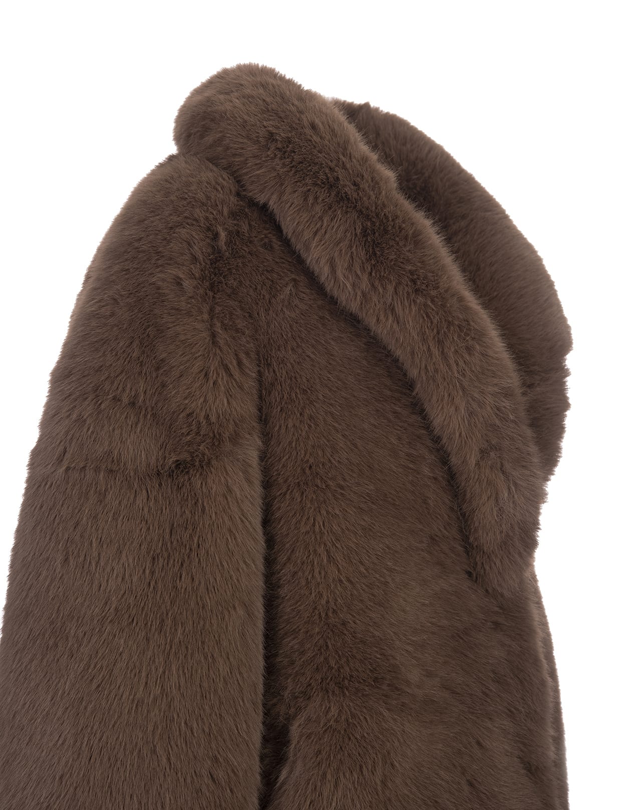 Shop Giuseppe Di Morabito Long Brown Faux Fur Coat With Brooch