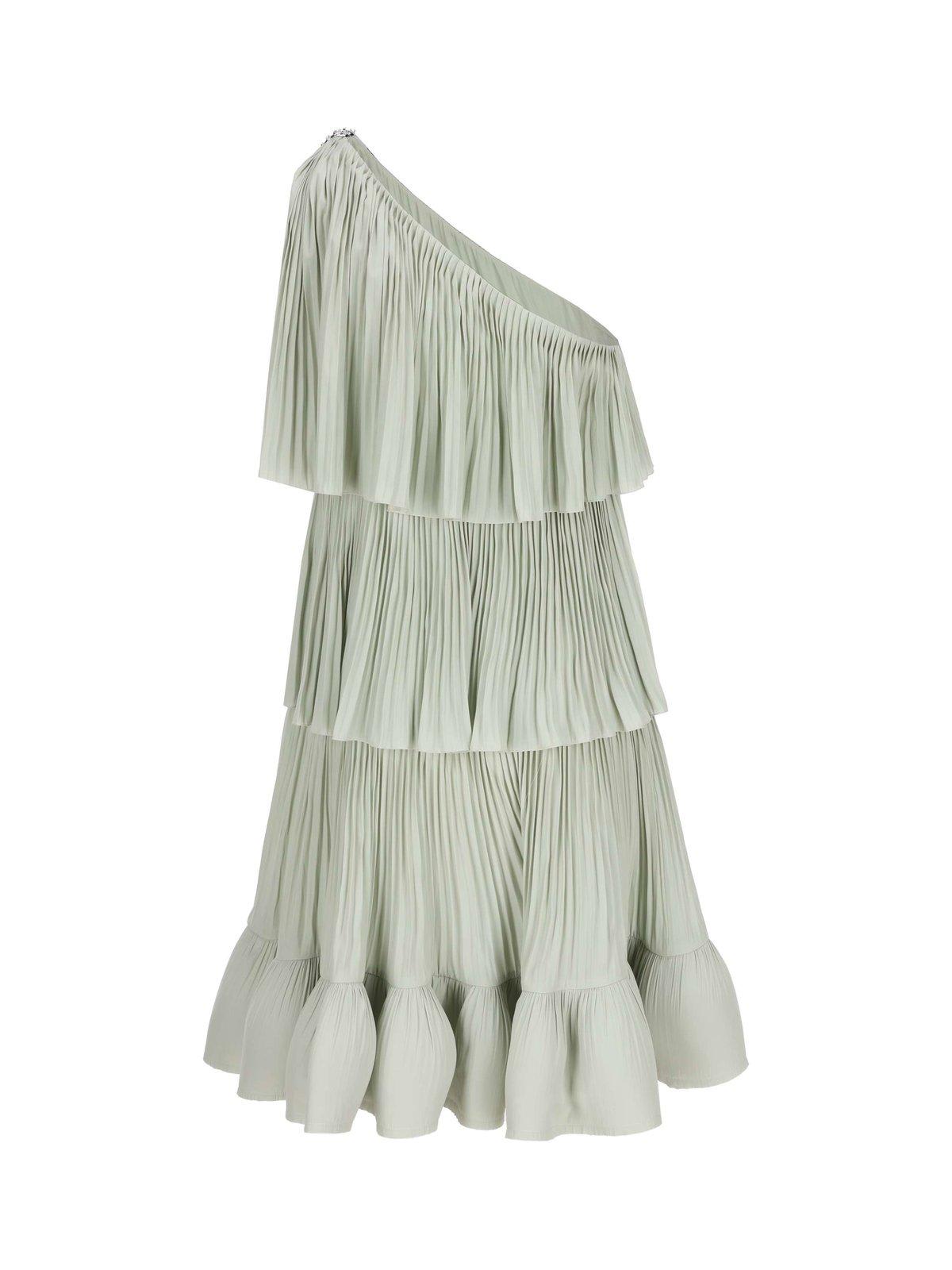 Lanvin Ruffle Midi Asymmetric Dress