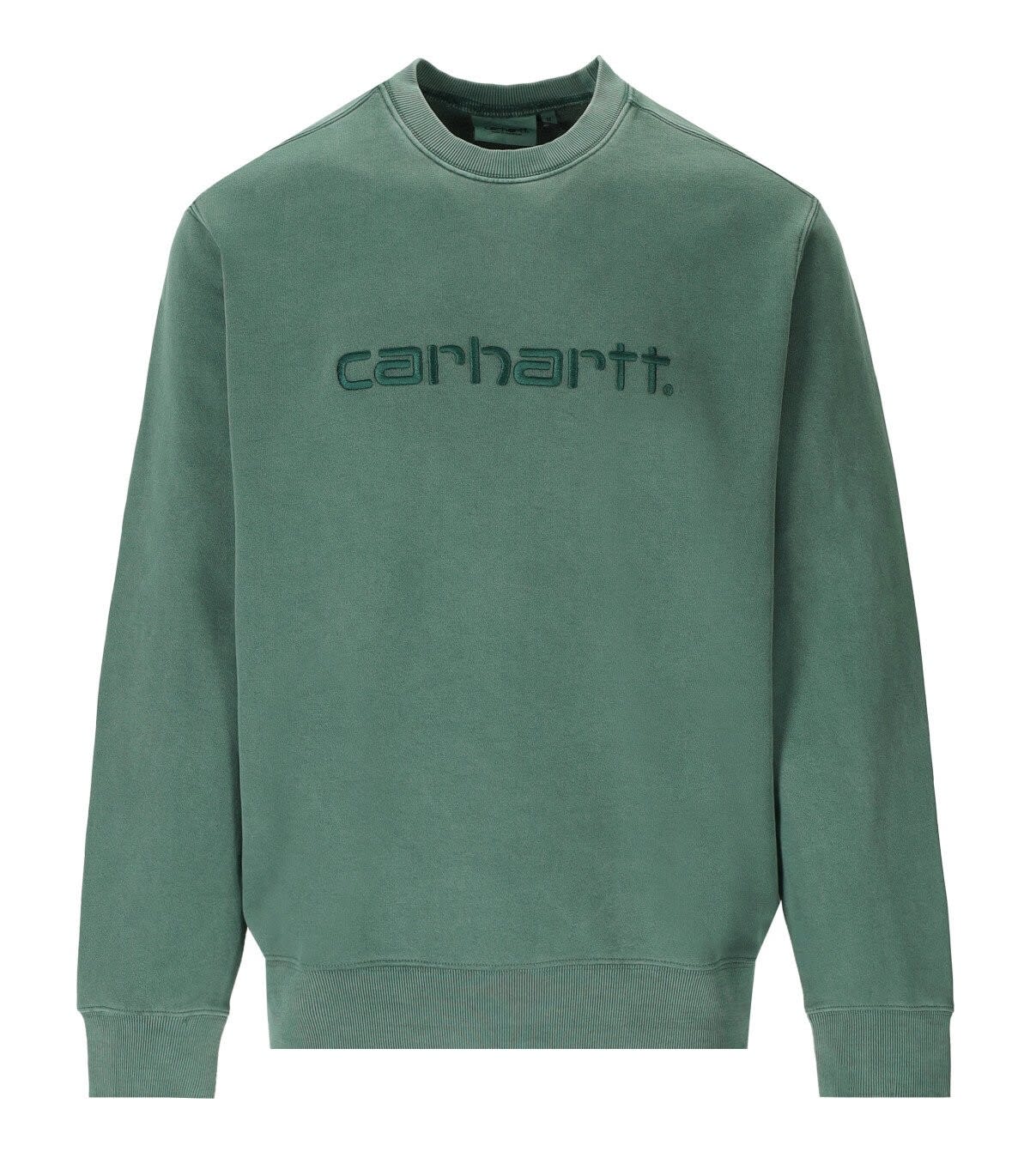Shop Carhartt Green Logo Sweatshirt In Verde