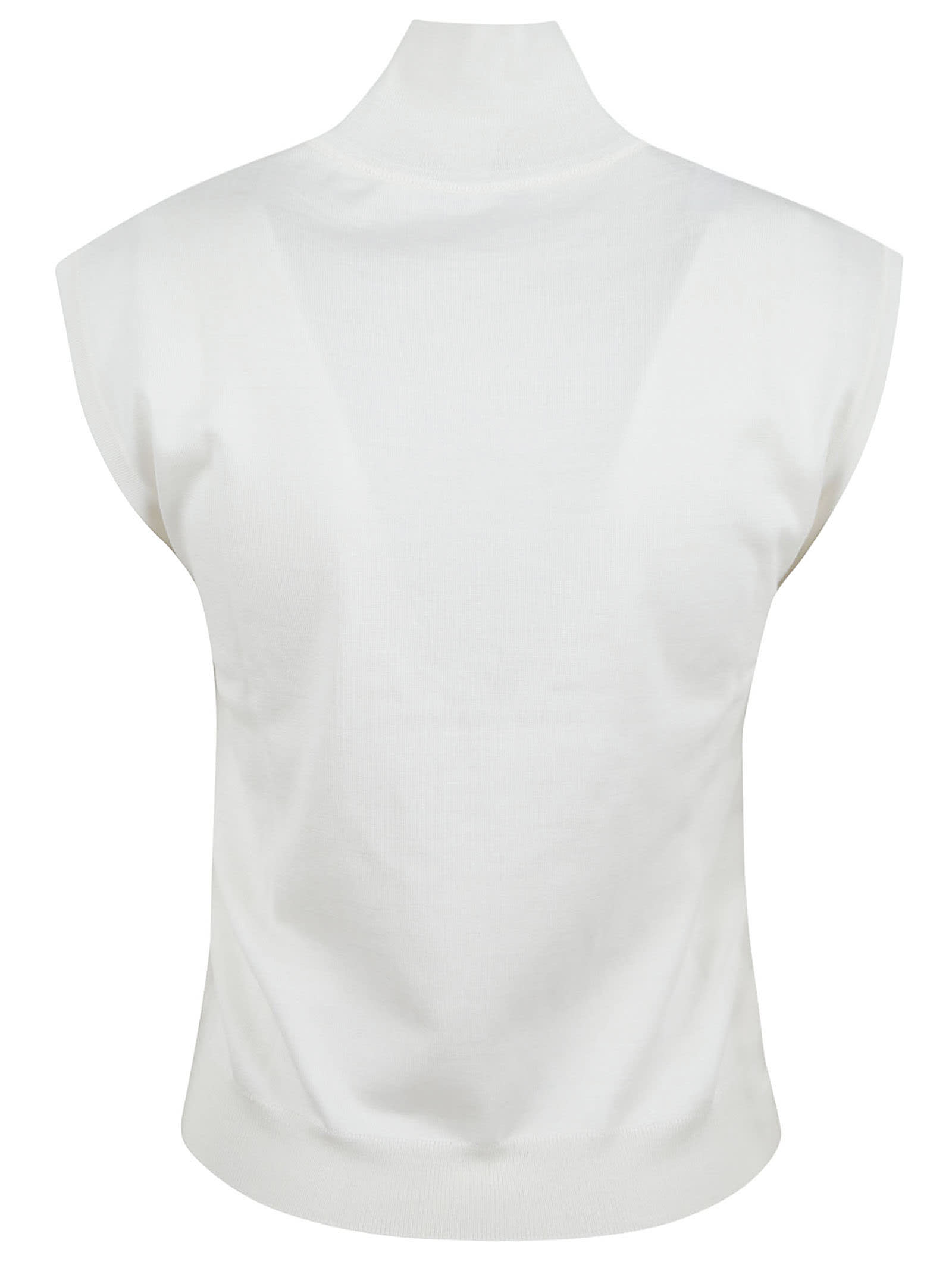 Shop Alberta Ferretti Cropped Sleeveless Top In Ivory