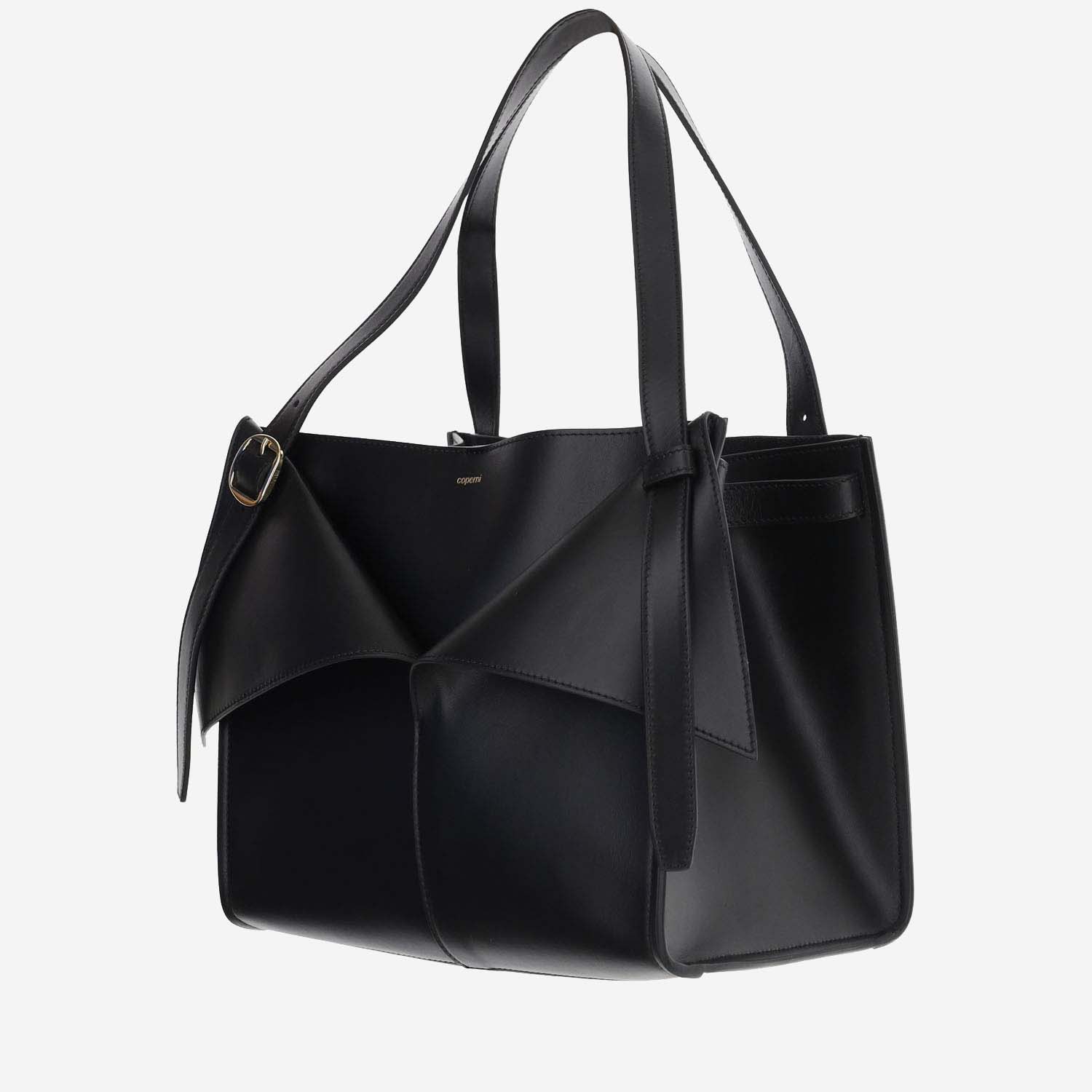 Shop Coperni Cabas Leather Handbag In Black