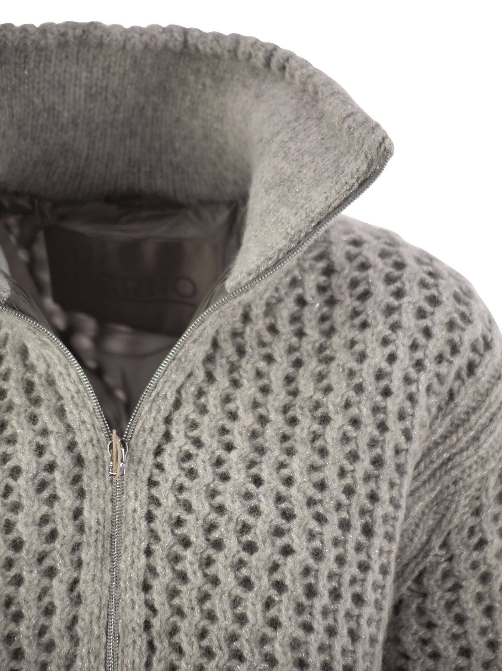 Shop Herno Cardigan In Alpaca And Wool Yarn In Grey