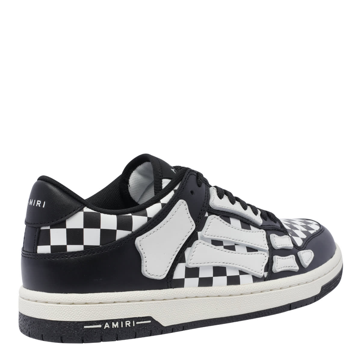 Shop Amiri Checkered Skel Top Low Sneakers In Black