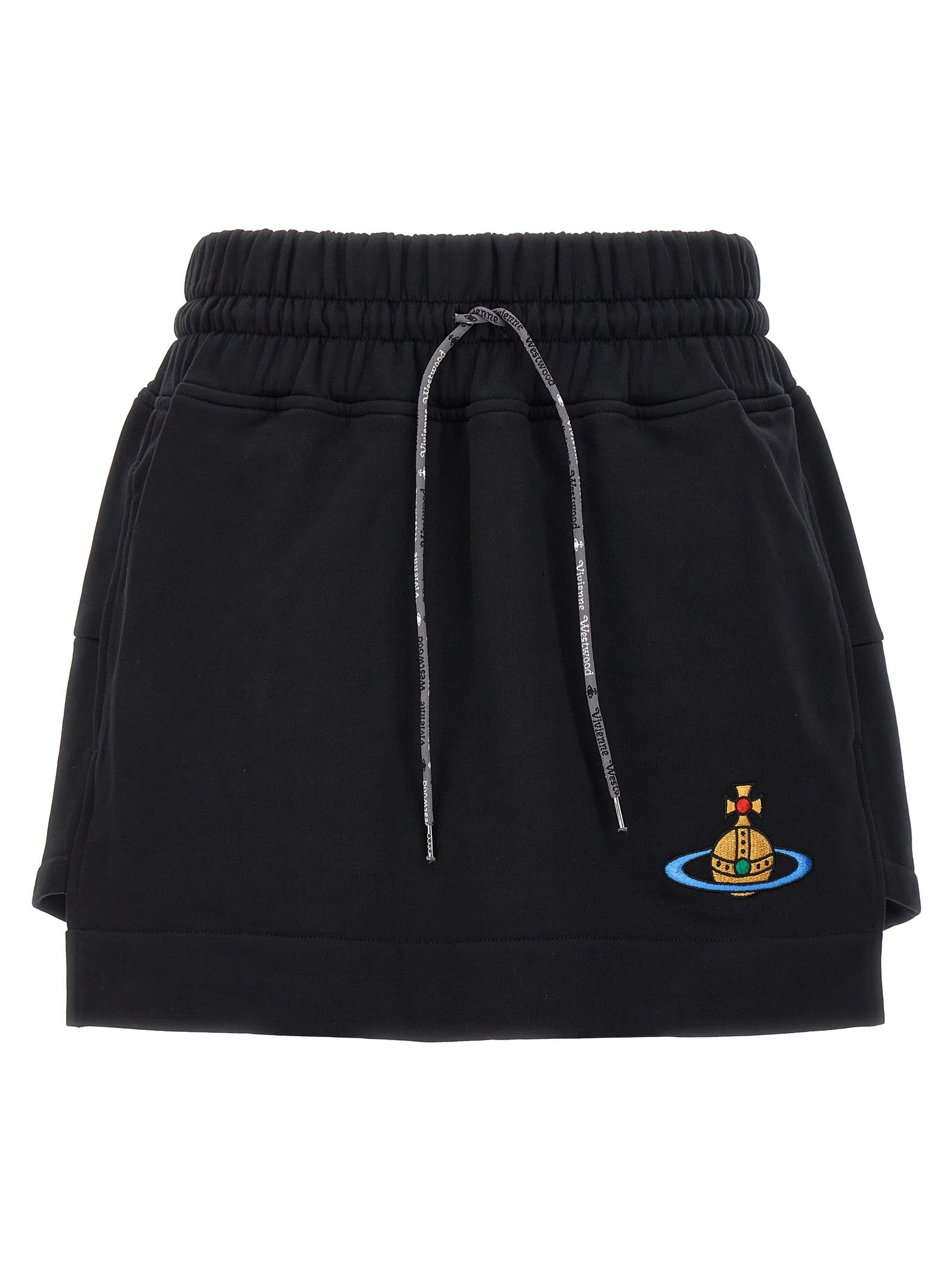 Vivienne Westwood Boxer Cotton Jersey Mini Skirt W/logo In Black
