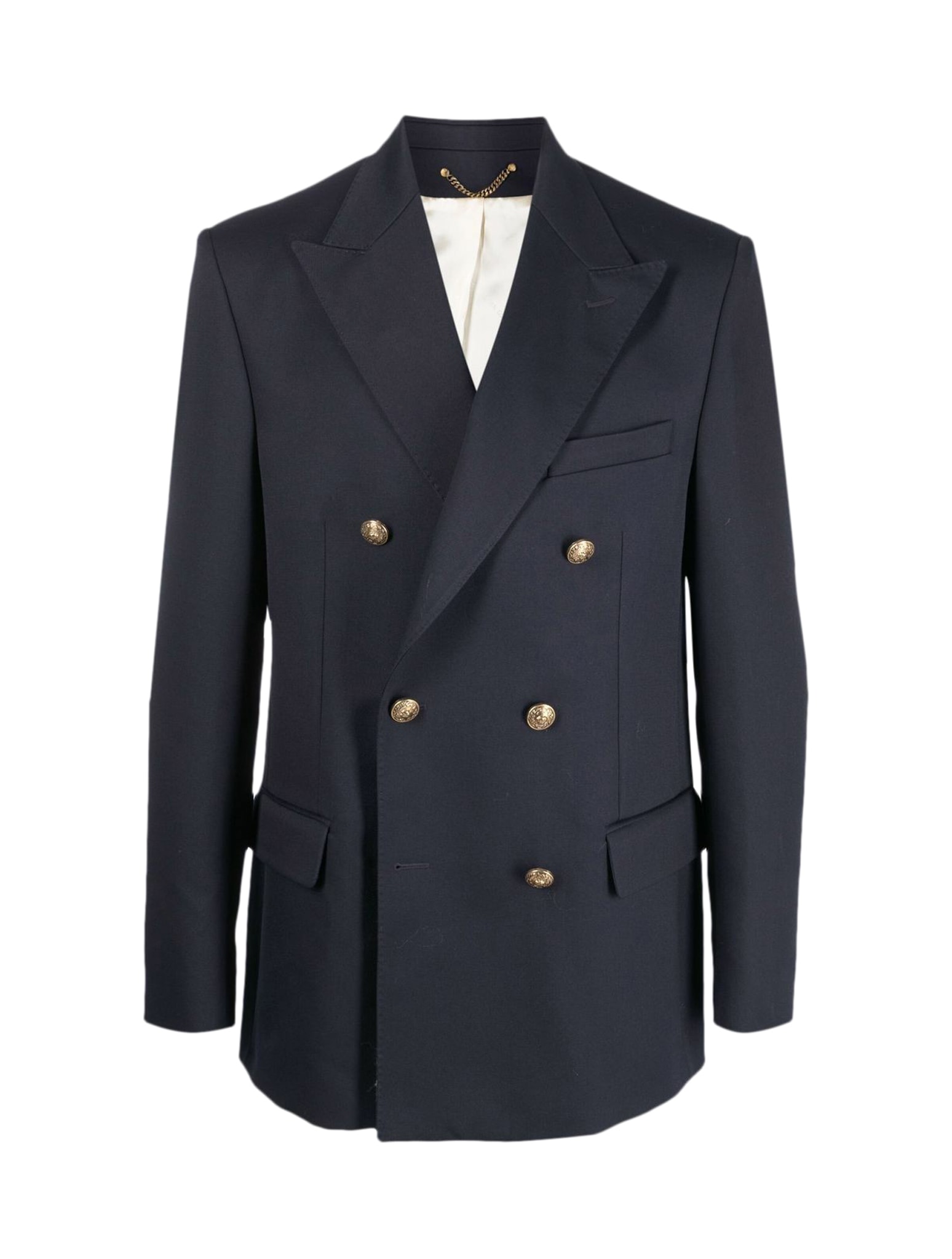 Shop Golden Goose Double-breasted Blazer In Dark Blue