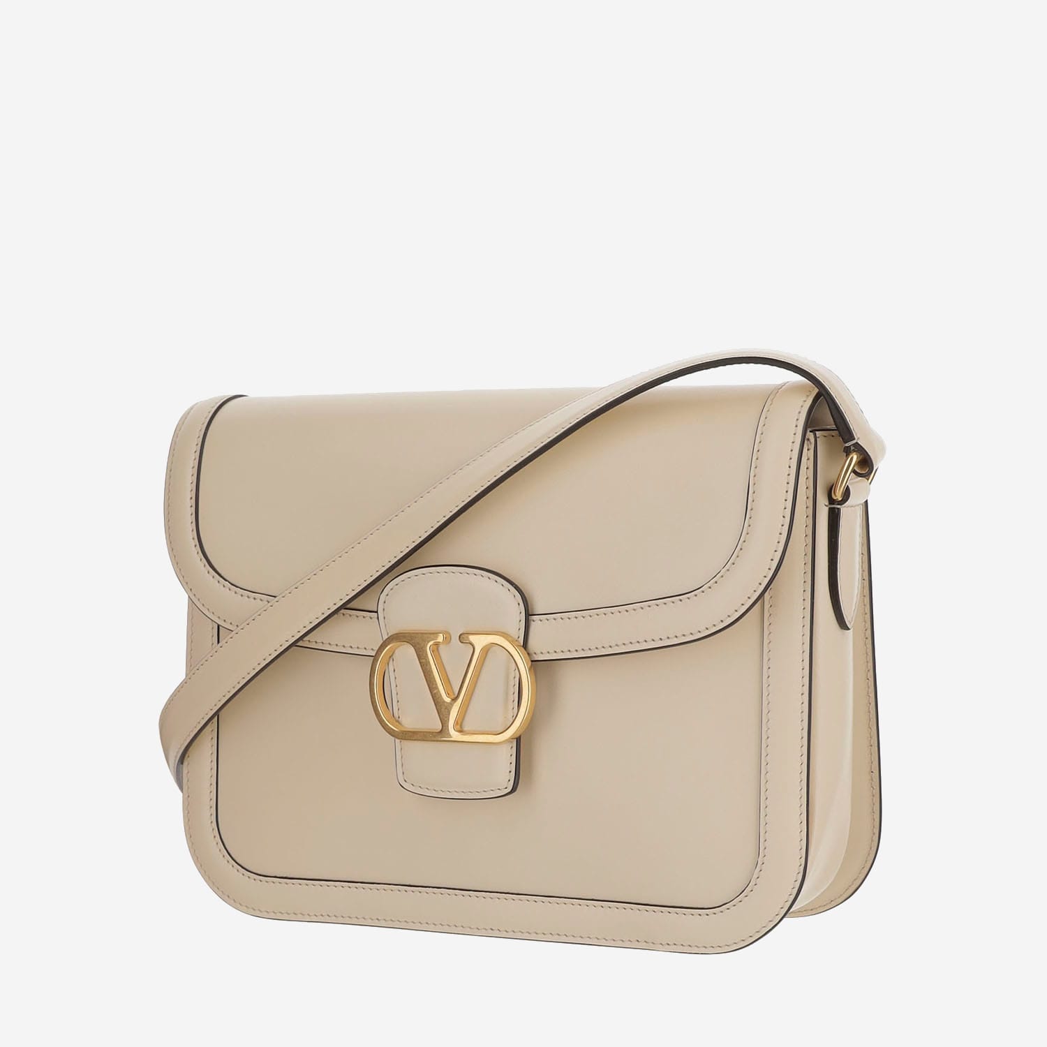 Valentino Garavani 9to5 Calfskin Shoulder Bag In Butter White