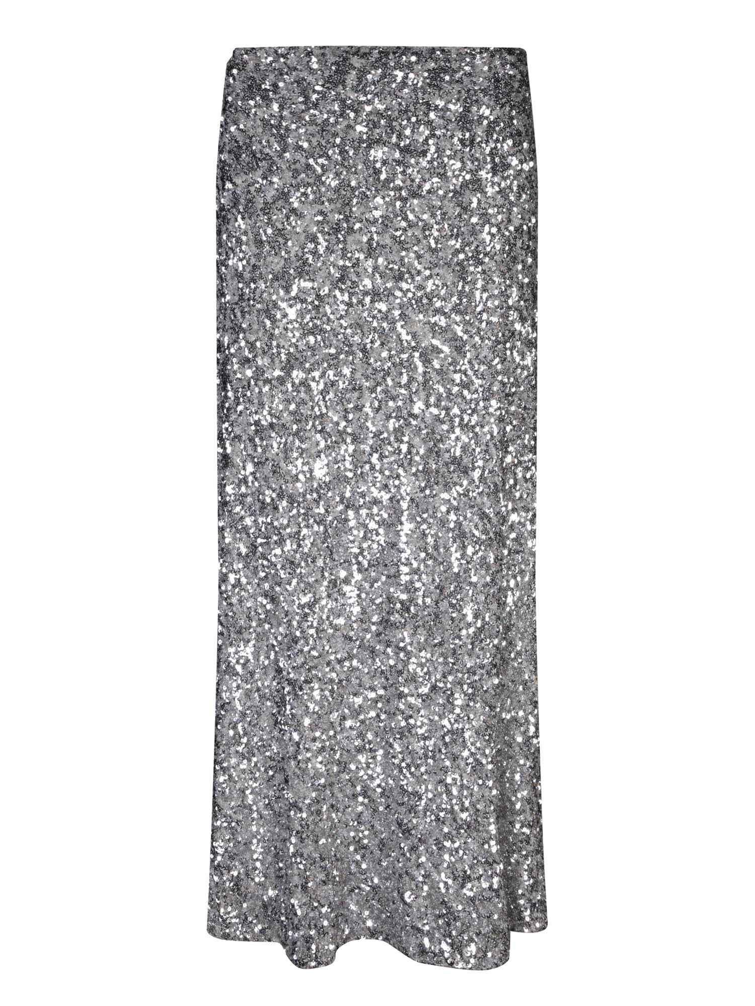 Silver Sequin Long Skirt