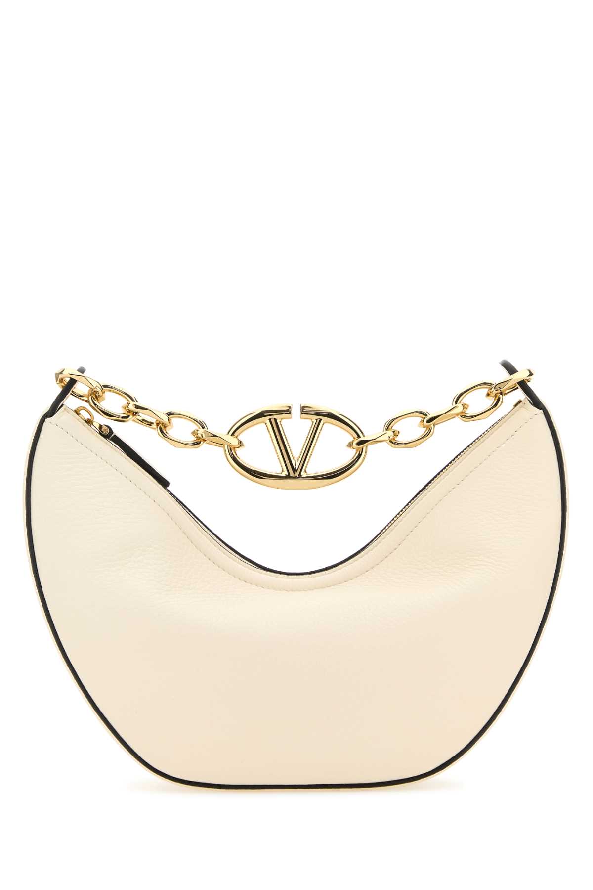 Shop Valentino Ivory Leather Vlogo Shoulder Bag