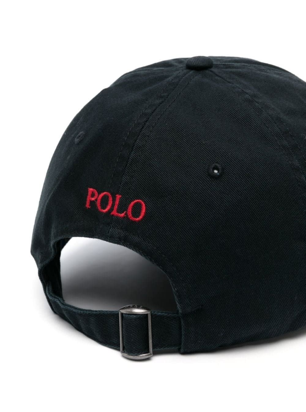 Shop Polo Ralph Lauren Black Baseball Cap With Logo Embroidery In Cotton Man In Red