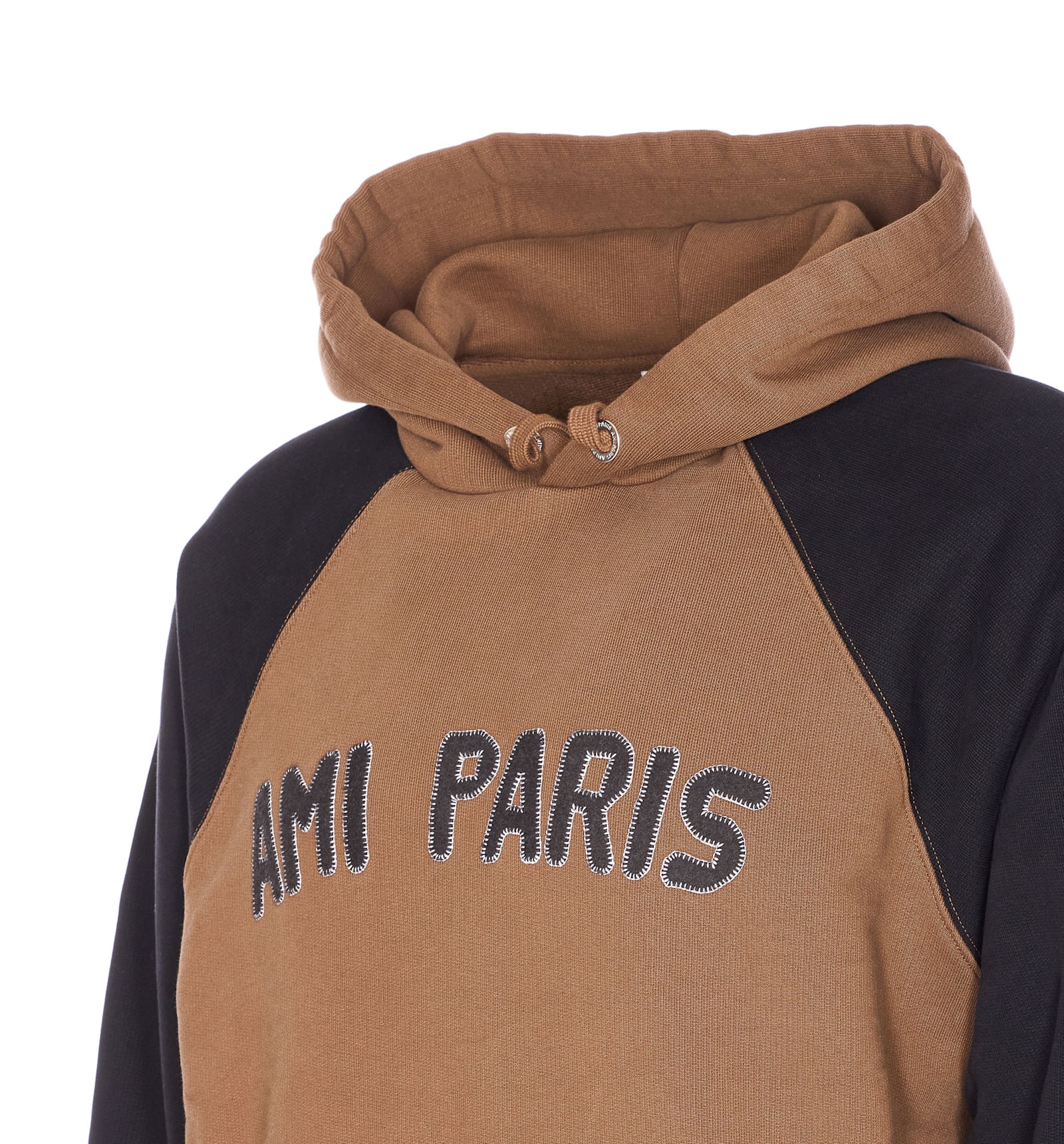 Ami Alexandre Mattiussi Ami Paris Men Cotton Colorblock Hoodie In Brown