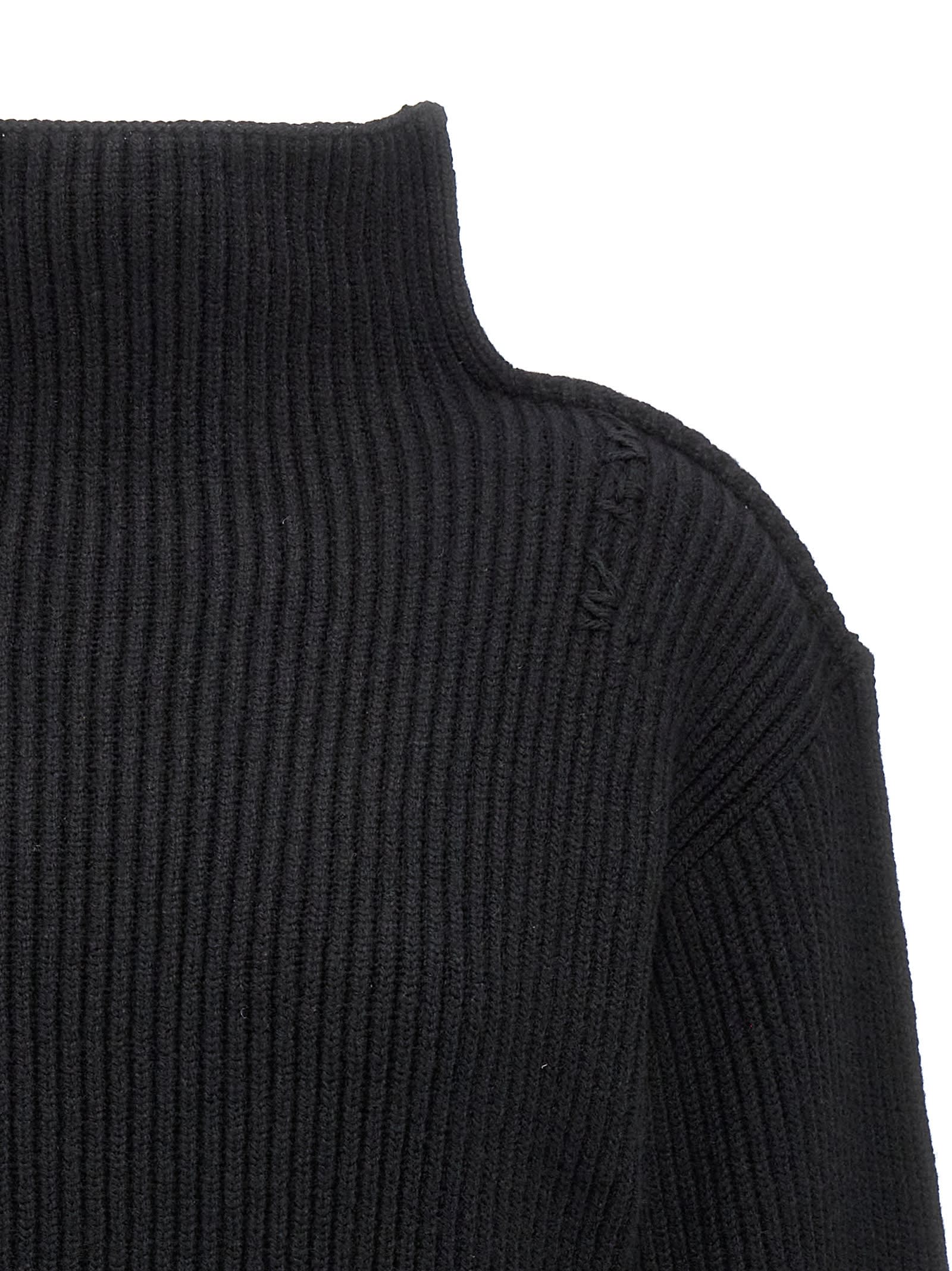 Shop Marni Ribbed Sweater In Black