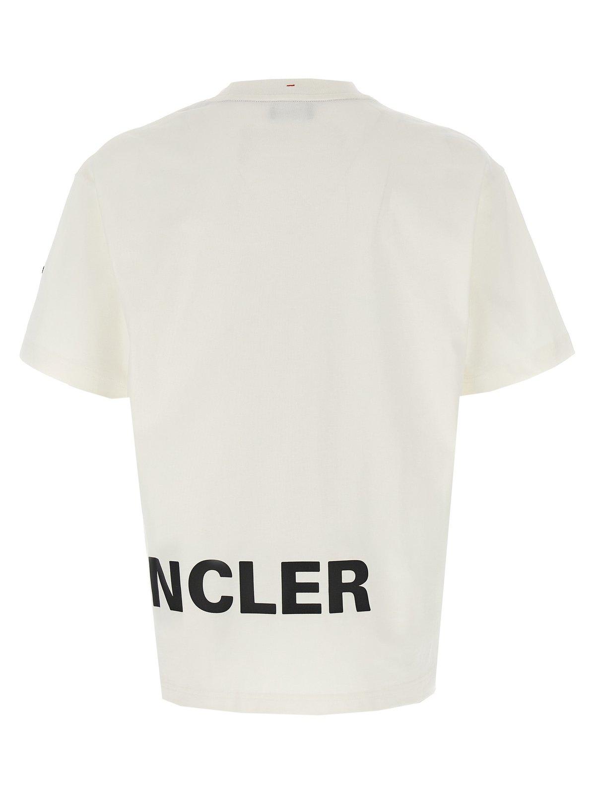 Shop Moncler Logo Printed Crewneck T-shirt In White