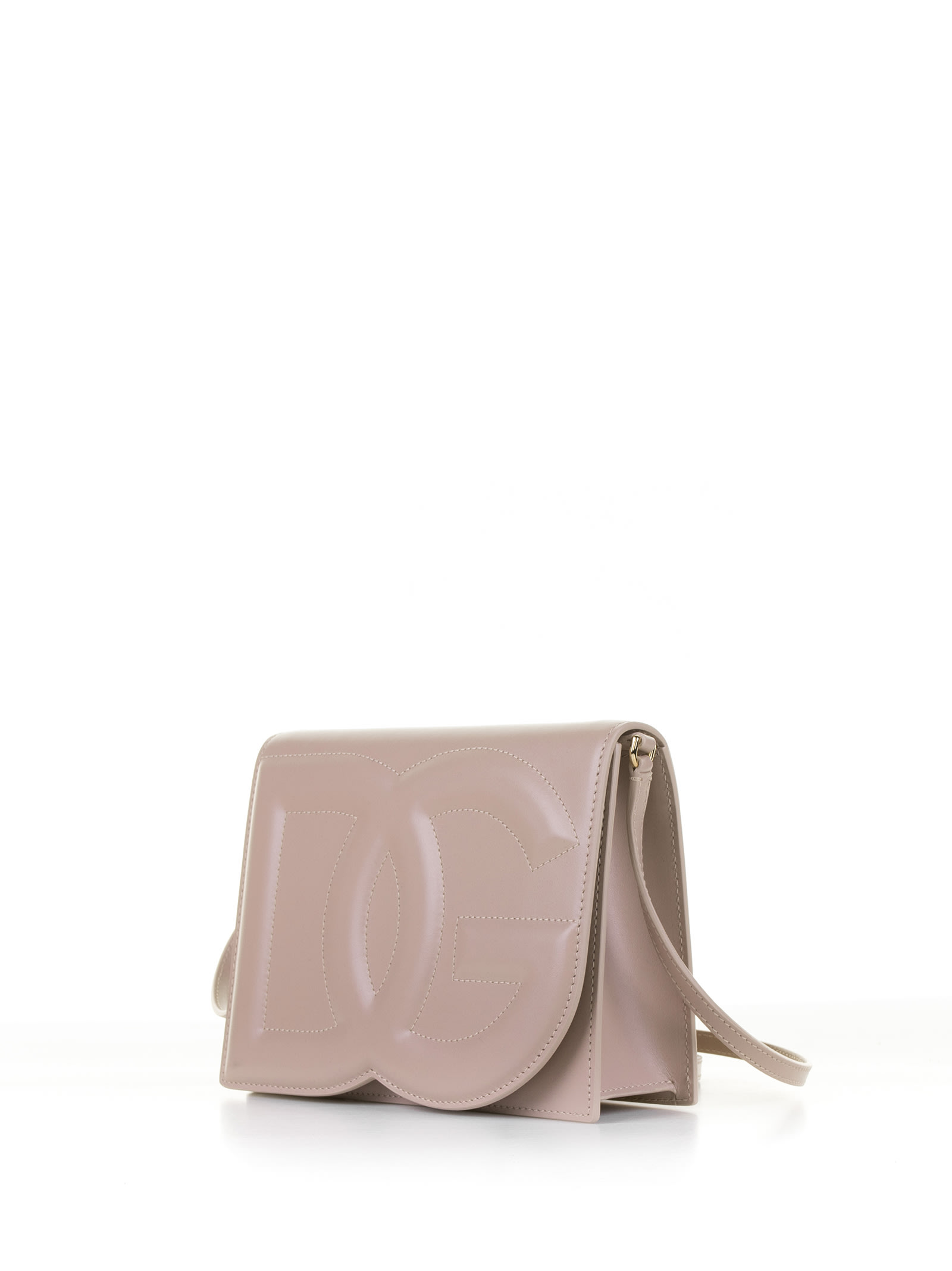Shop Dolce & Gabbana Powder Pink Leather Shoulder Bag In Cipria