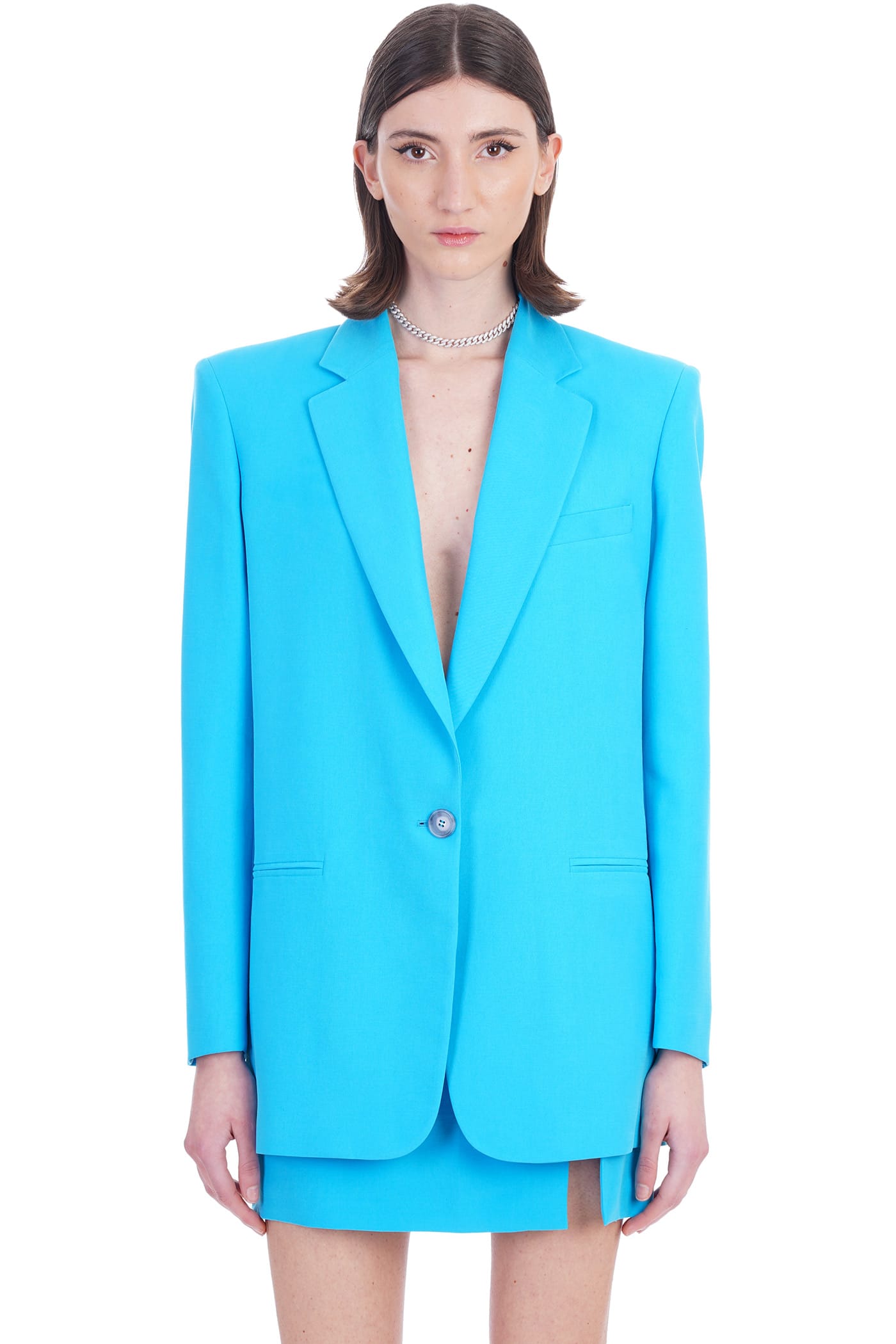 The Andamane Guia Blazer In Cyan Wool And Polyester