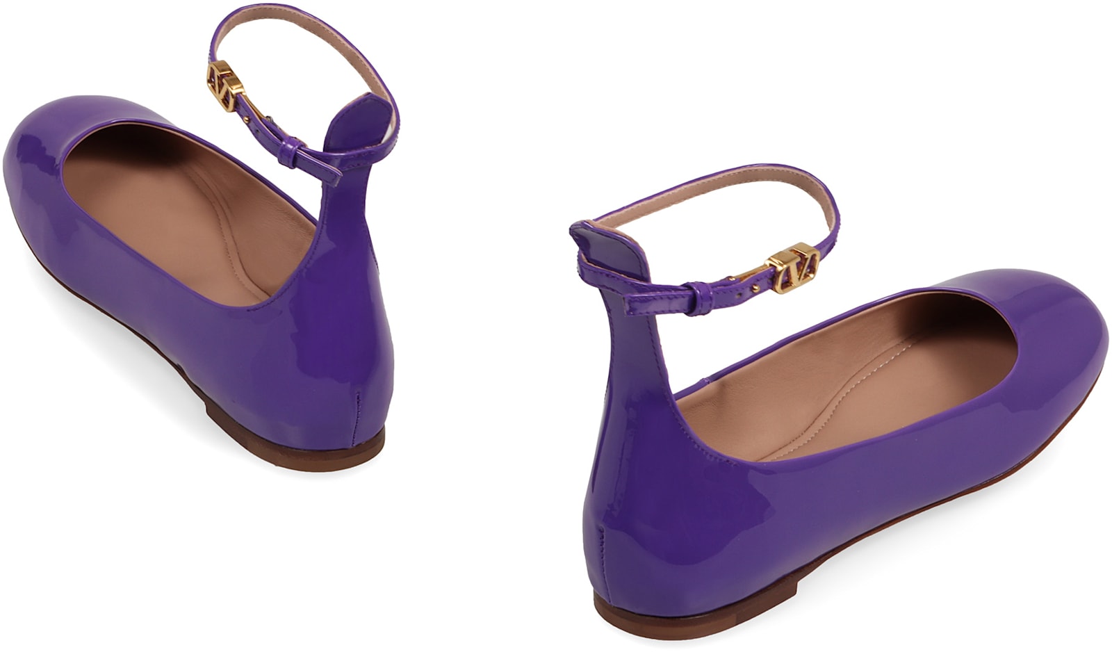 Shop Valentino Garavani - Tan-go Leather Ballet Flats In Purple