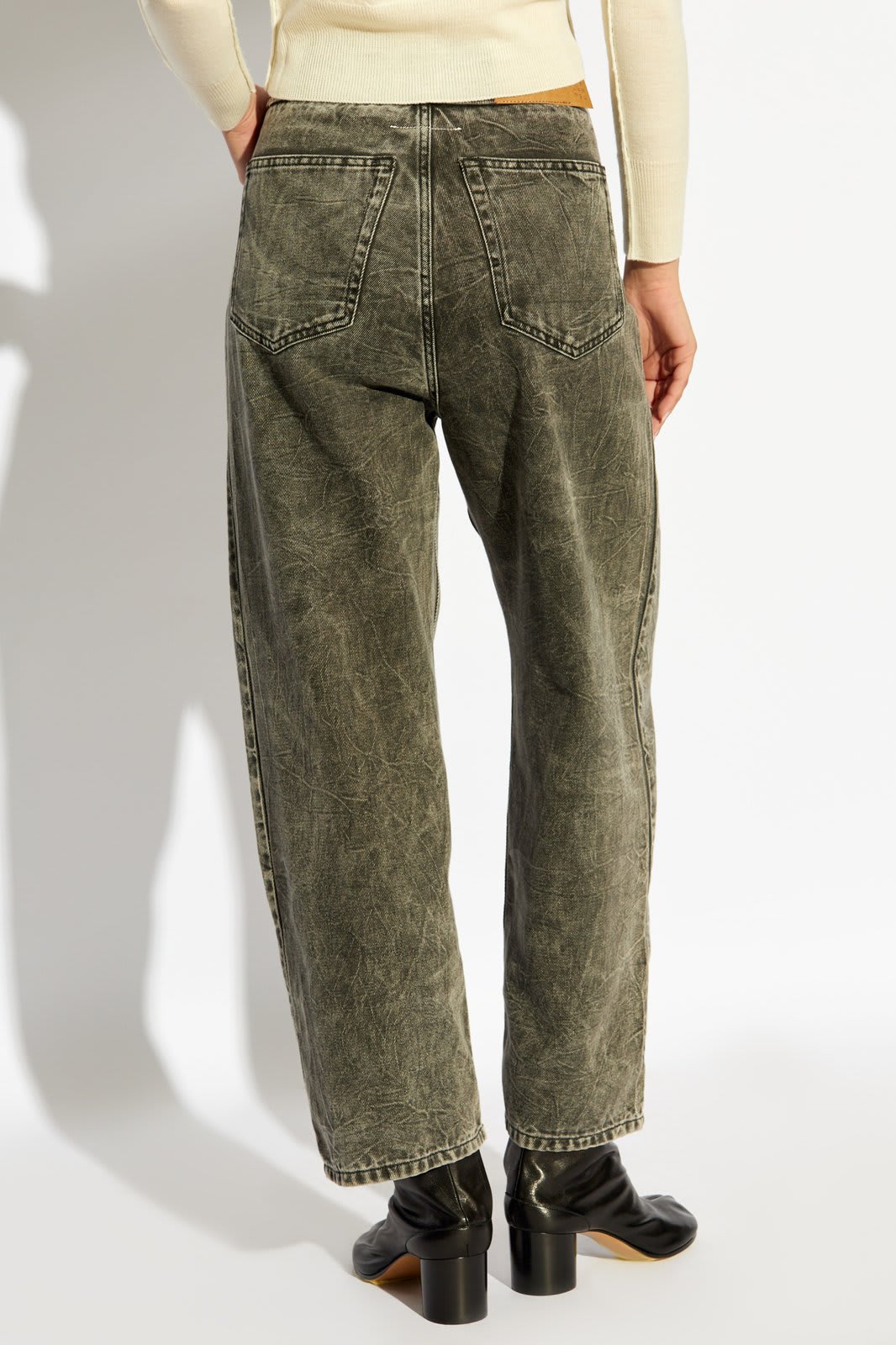Mm6 Maison Margiela Logo Patch Wide-leg Jeans In Grey