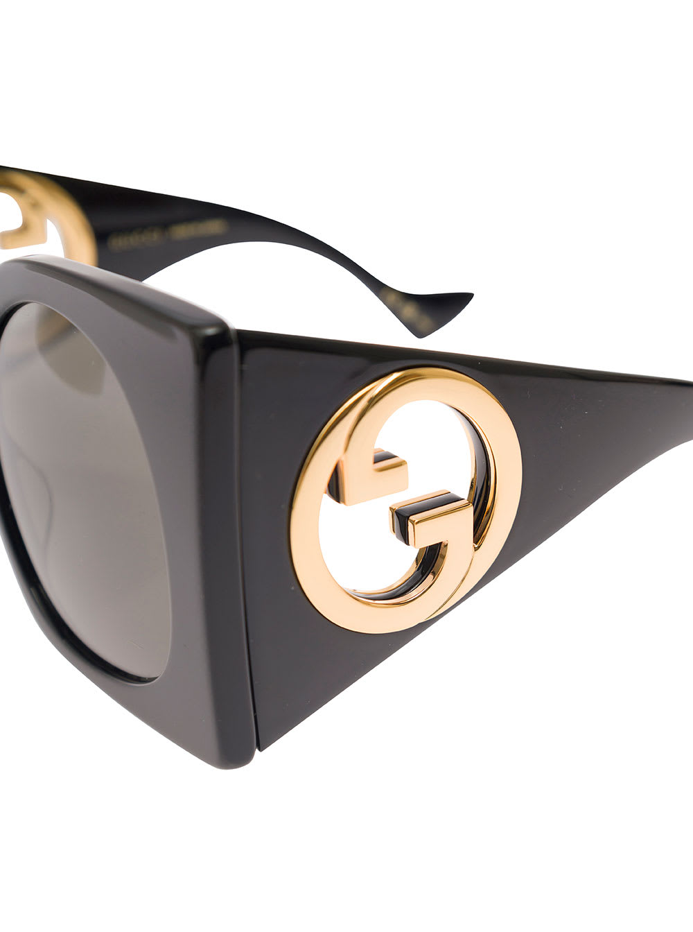 Gucci Gg1254s Black Square Sunglasses With Interlocking G Cut-out In Shiny Acetate Woman In Black