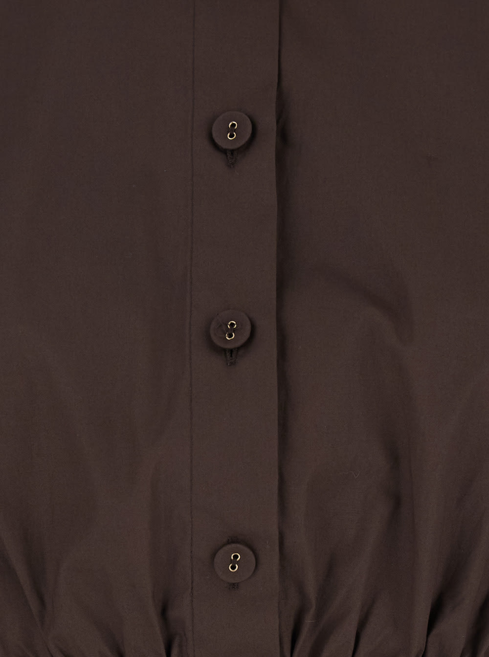 Shop Twinset Brown Top With Classic Collar And Logo Plaque Detail On The Rear In Cotton Woman