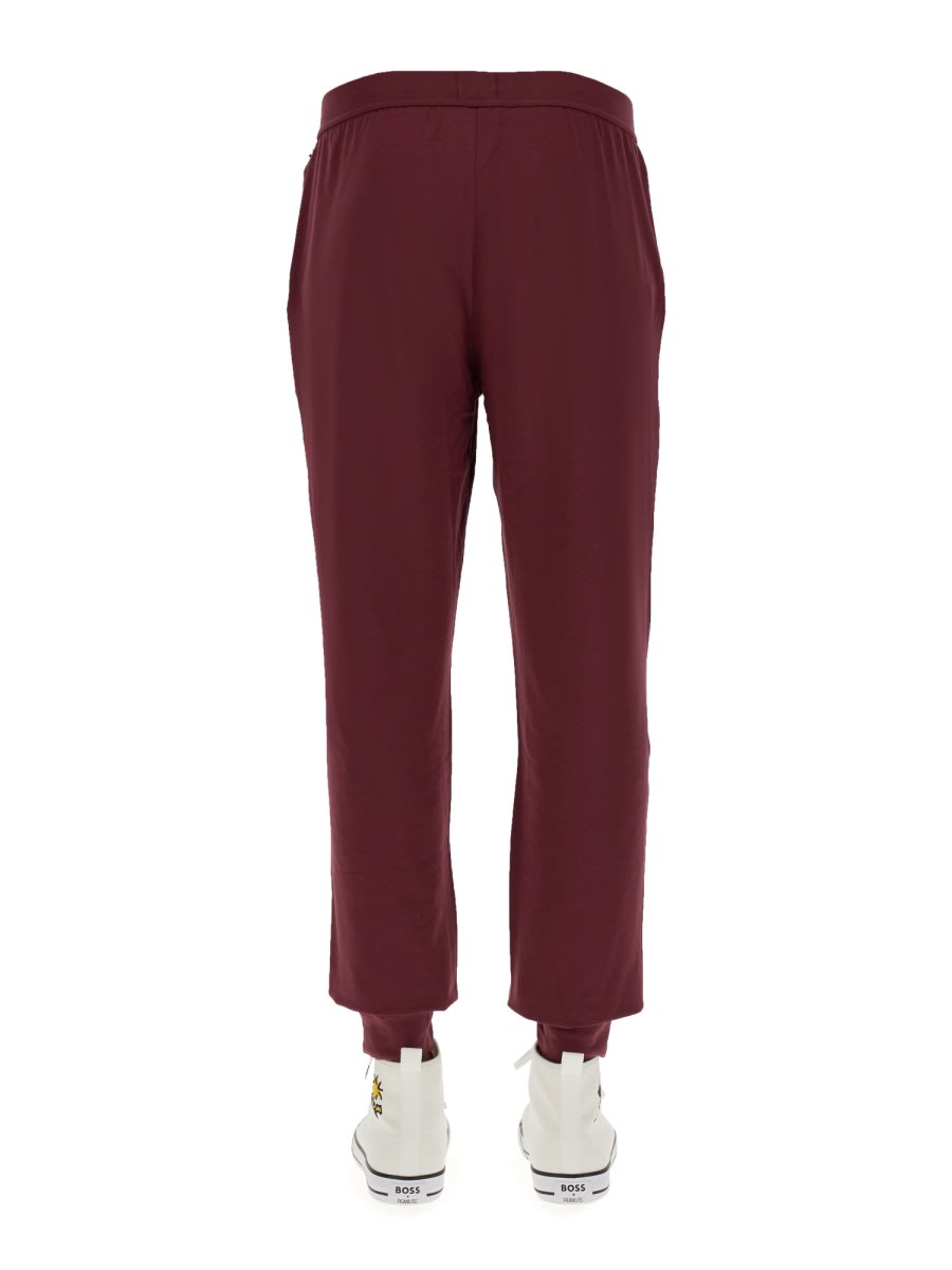 Hugo Boss Boss Jogging Pants With Logo Embroidery In Burgundy
