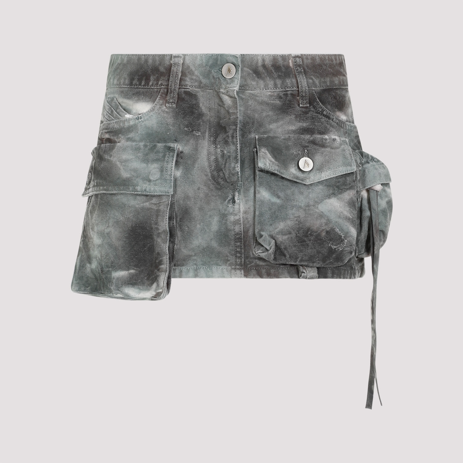 Shop Attico Fay Mini Skirt In Stained Greencamouflage