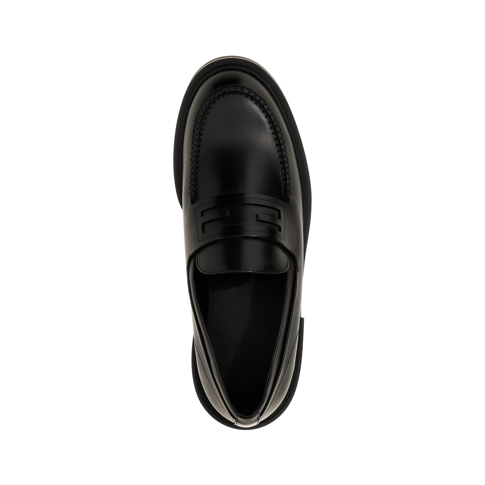 Shop Fendi Leather Loafers In Black