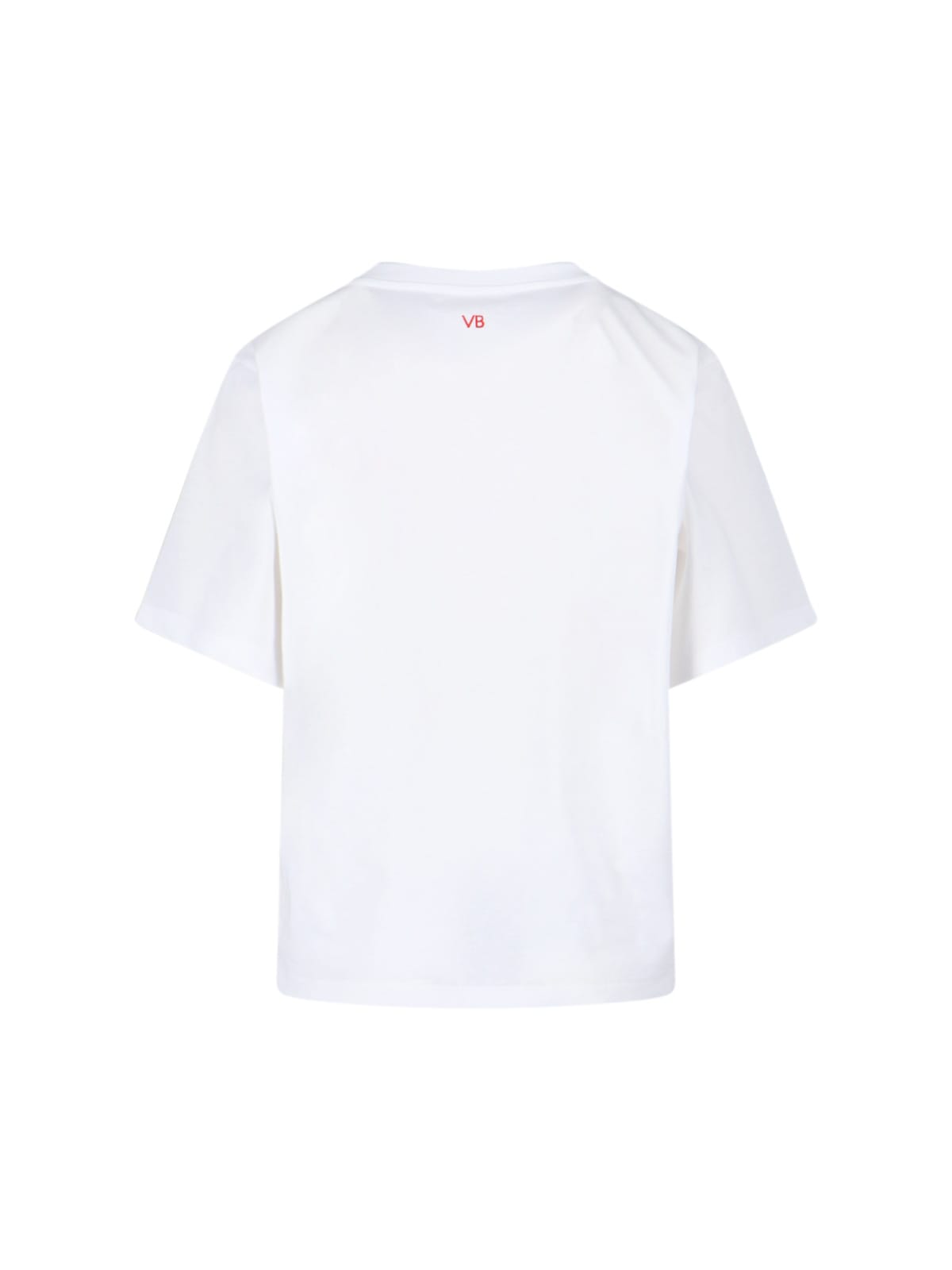 Victoria Beckham Graphic Print Crew Neck Short Sleeve Top In White