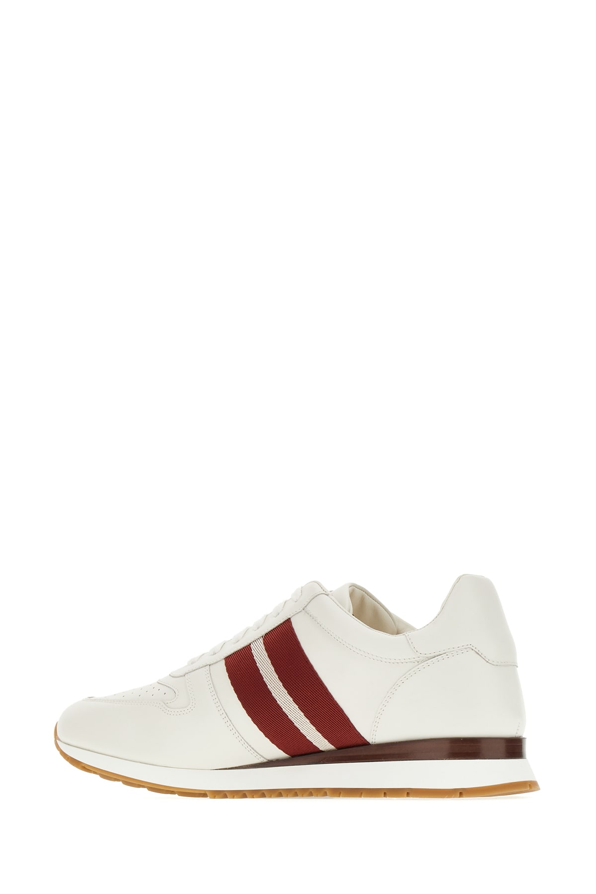 Bally Leather Sneakers With Contrasting Stripes And Perforated Toe In F517