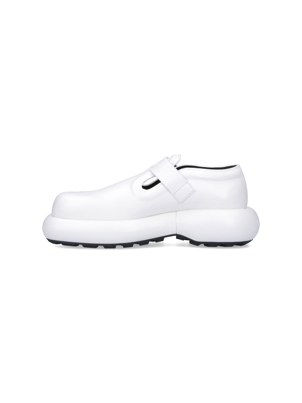 Shop Jil Sander Buckle Detail Loafers In White
