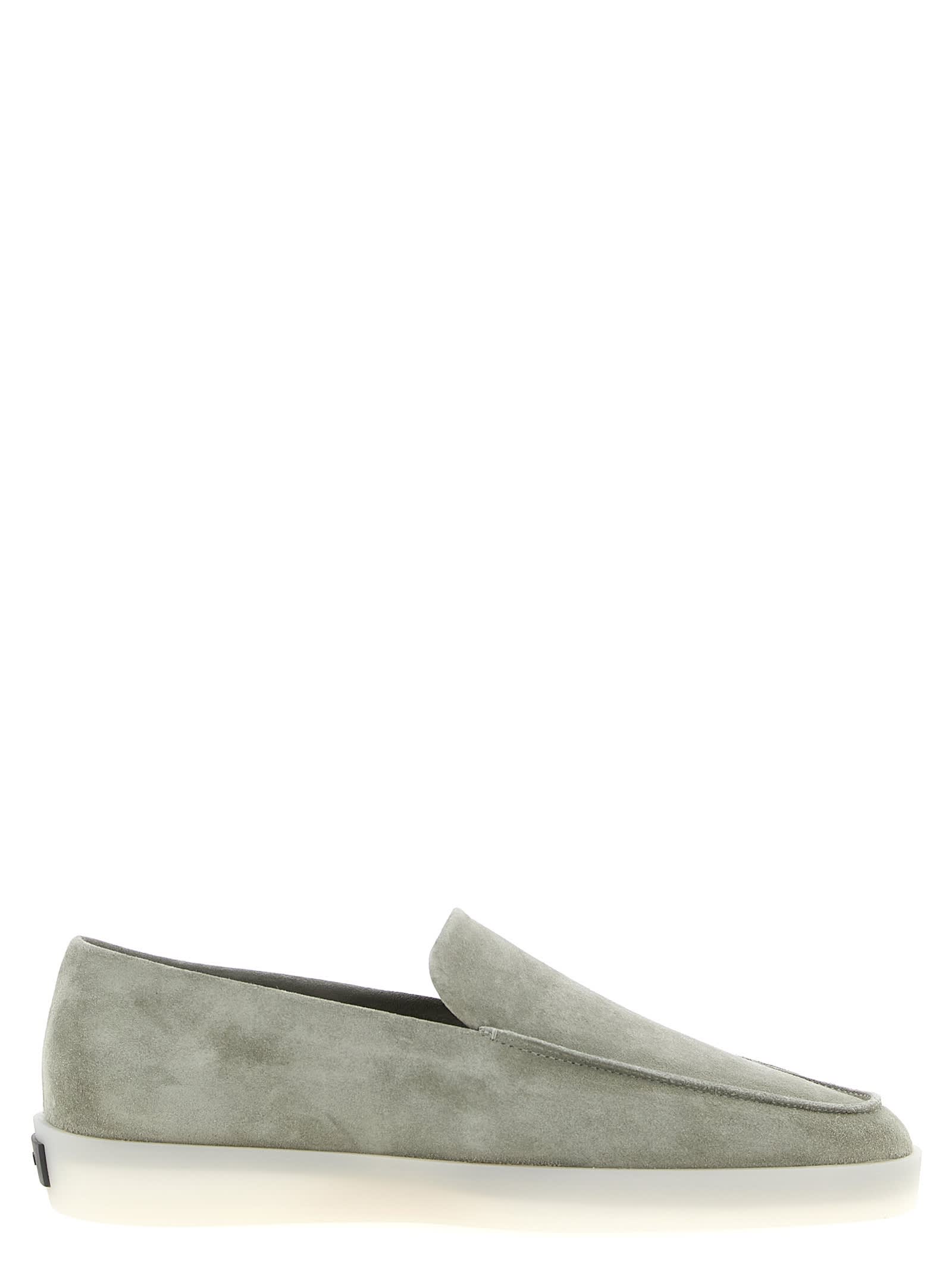 Fear Of God Suede Round Toe Loafers With Rubber Sole In Green