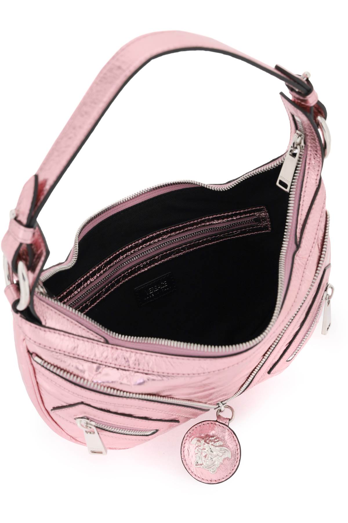 Versace Repeat Studded Leather Hobo Bag In P Baby Pink New Palladium