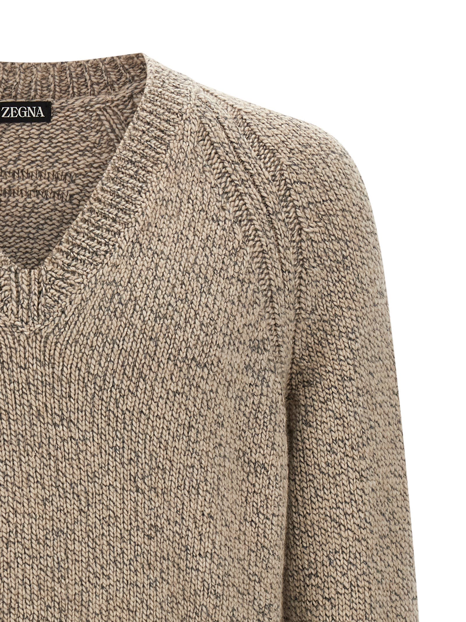 Zegna Cashmere Sweater Sweaters And Cardigans Beige In Multi