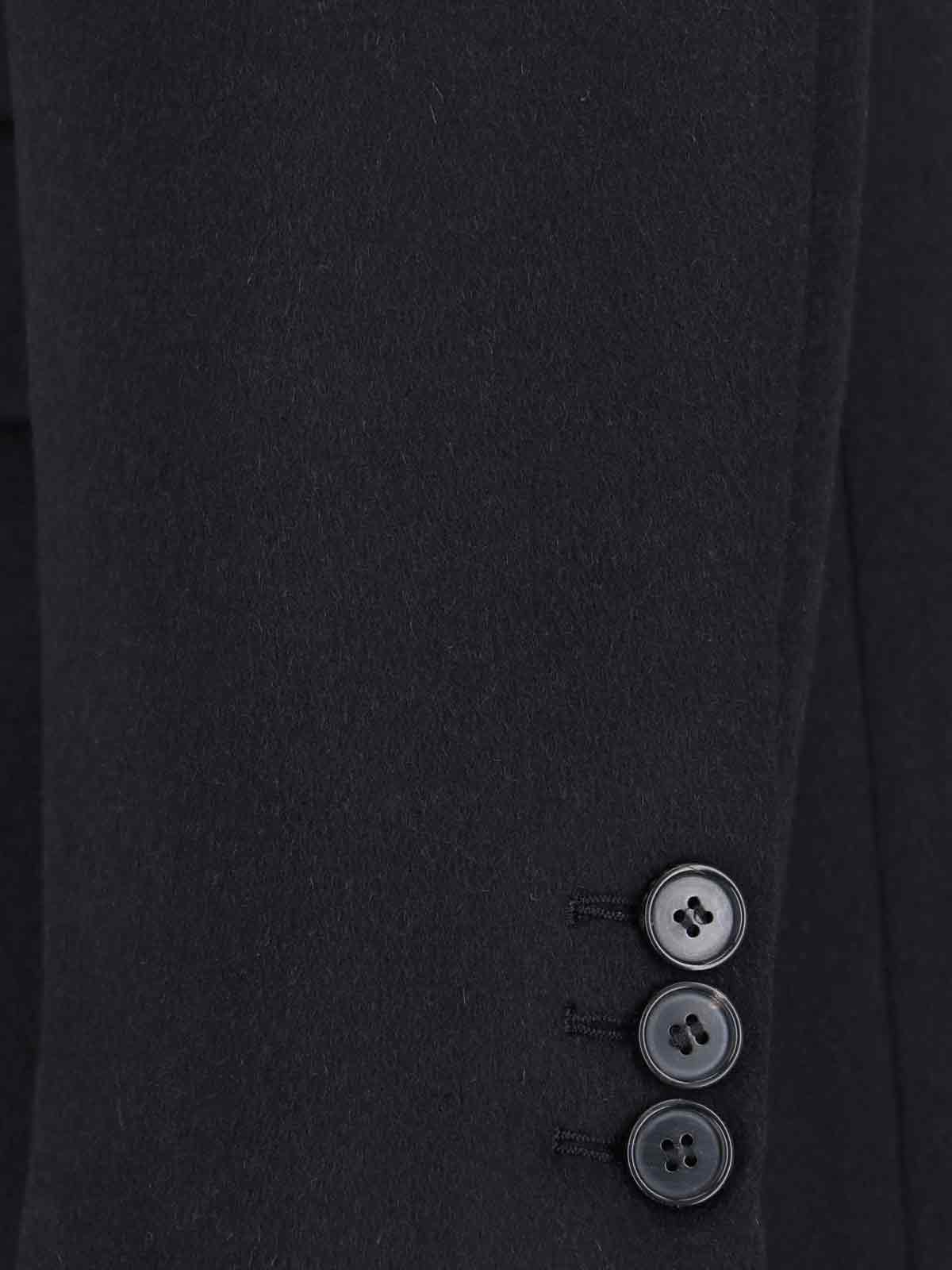 Tonywack Double-breasted Long Coat With Notch Lapel In Black