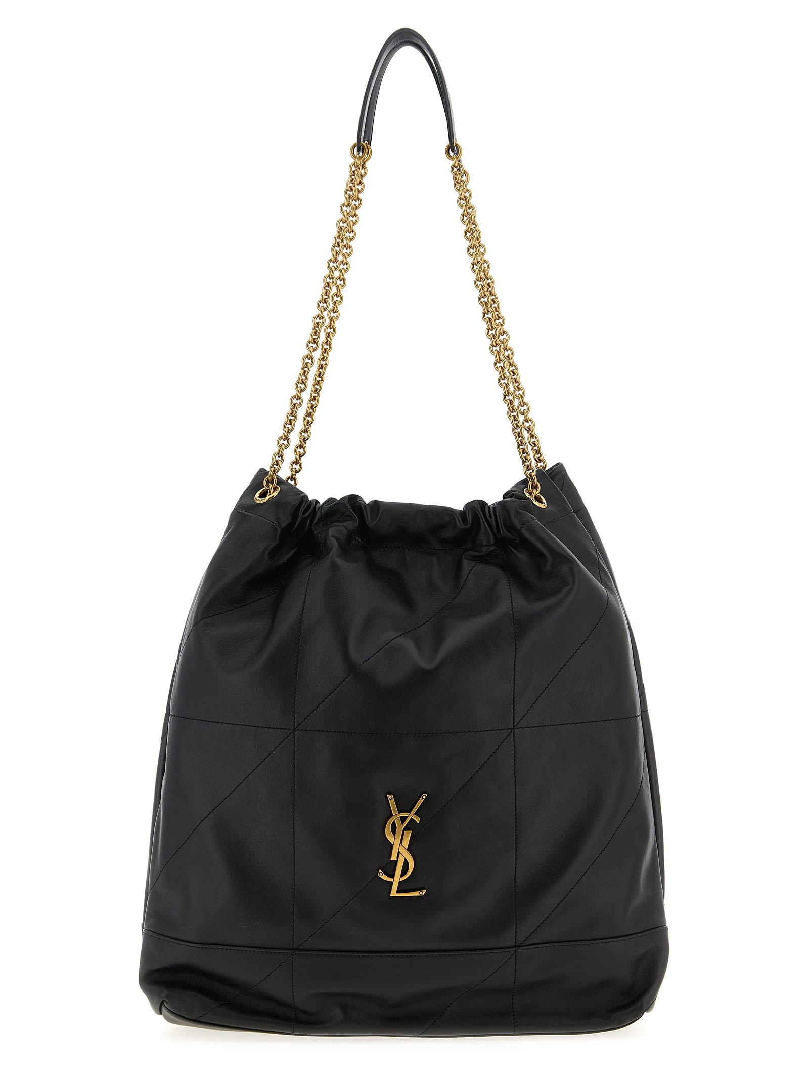 Saint Laurent Large Quilted Shoulder Bag With Chain Strap In Black