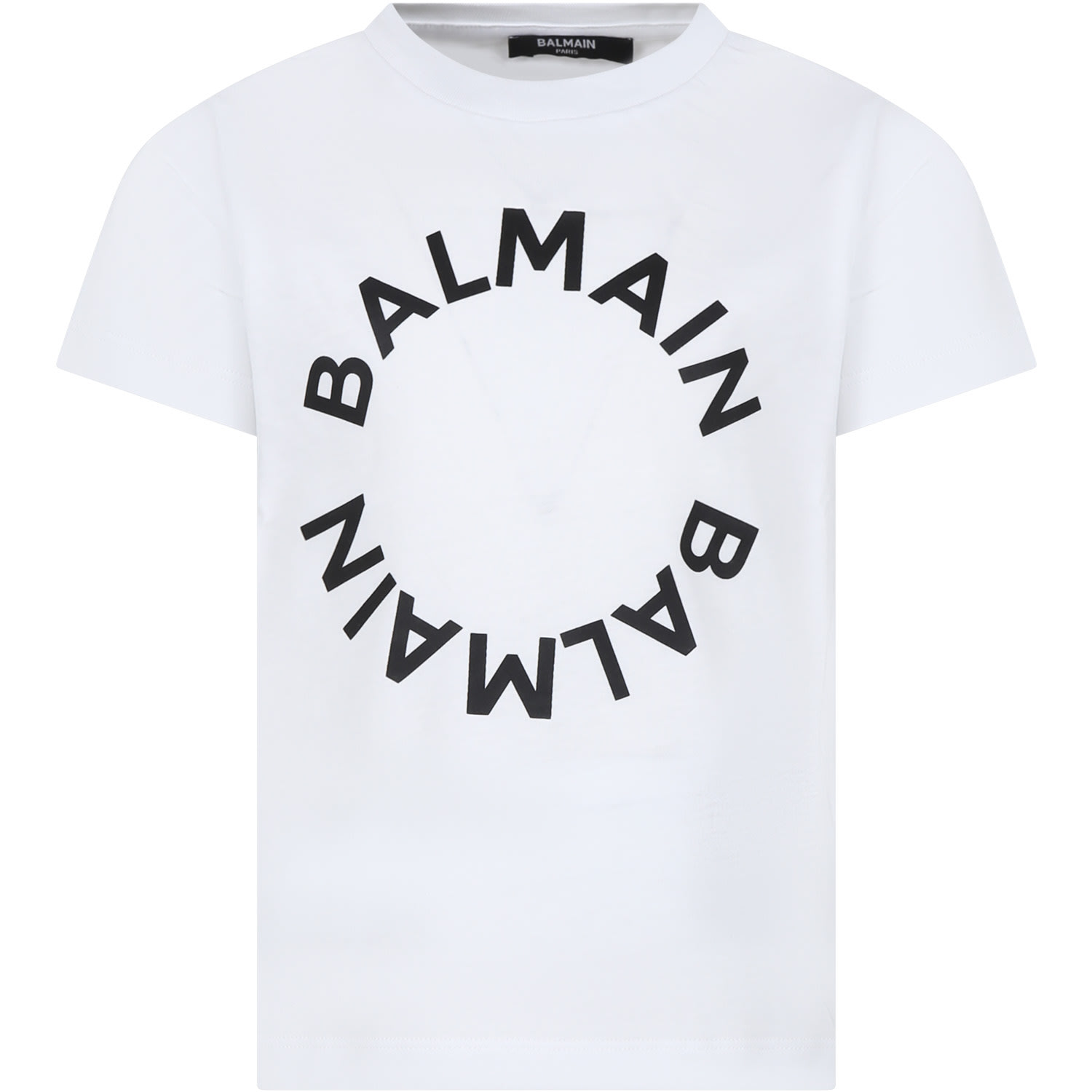 Shop Balmain White T-shirt For Kids With Logo