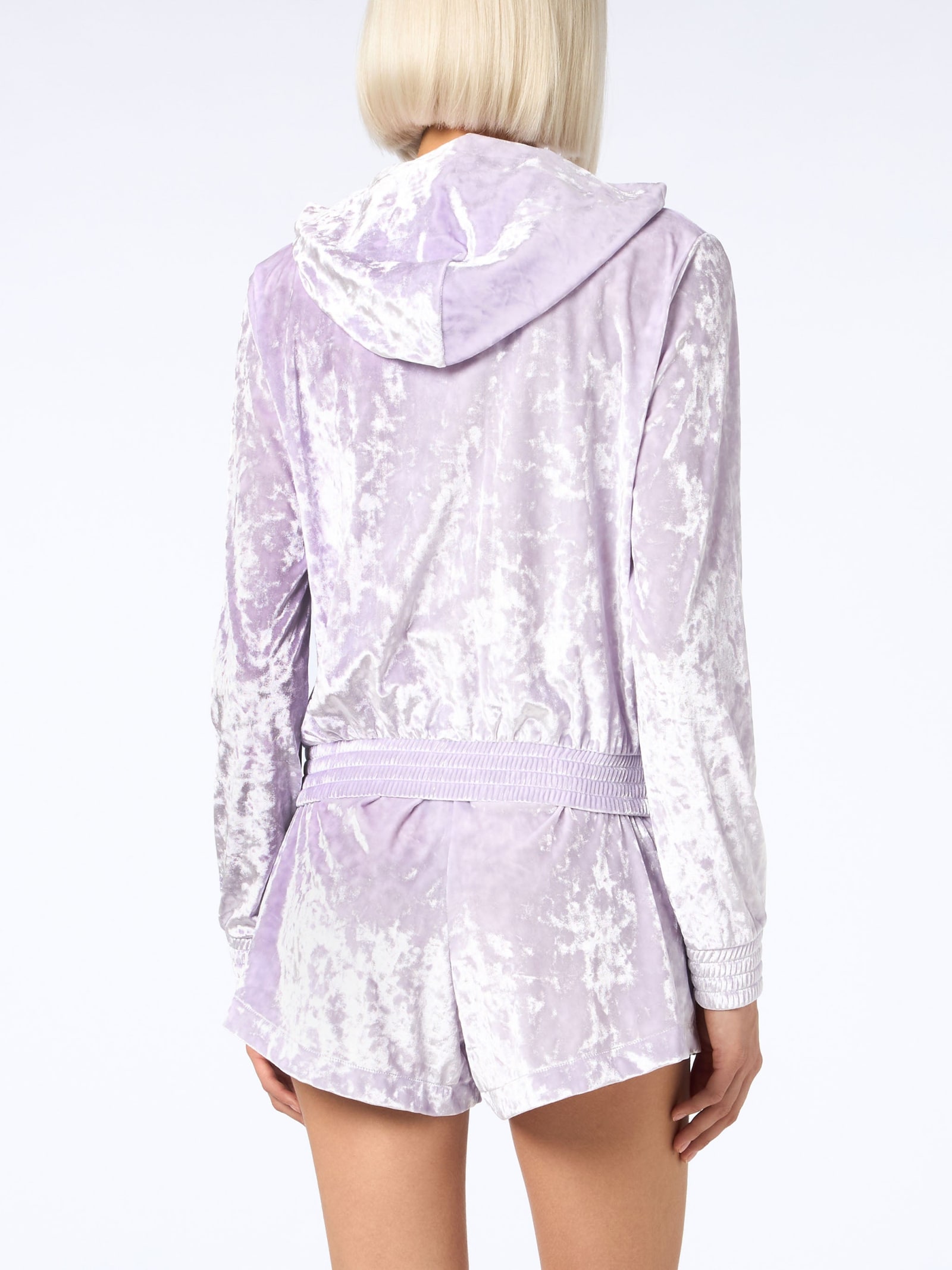 Mc2 Saint Barth Woman Lilac Chenille Zipped Hoodie Jasmine In Pink