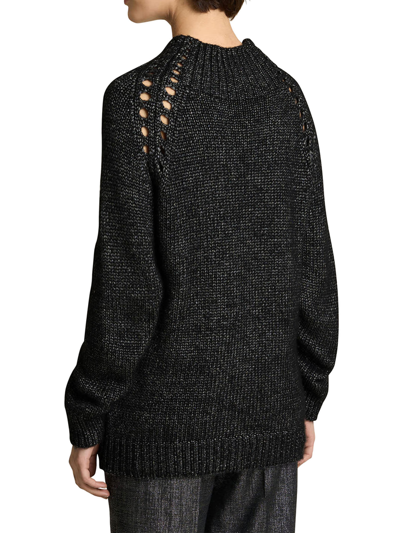 Shop Kiton Sweater High Neck Cashmere In Black