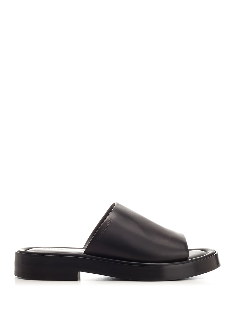 Shop Ferragamo Flat Sandal In Black Leather