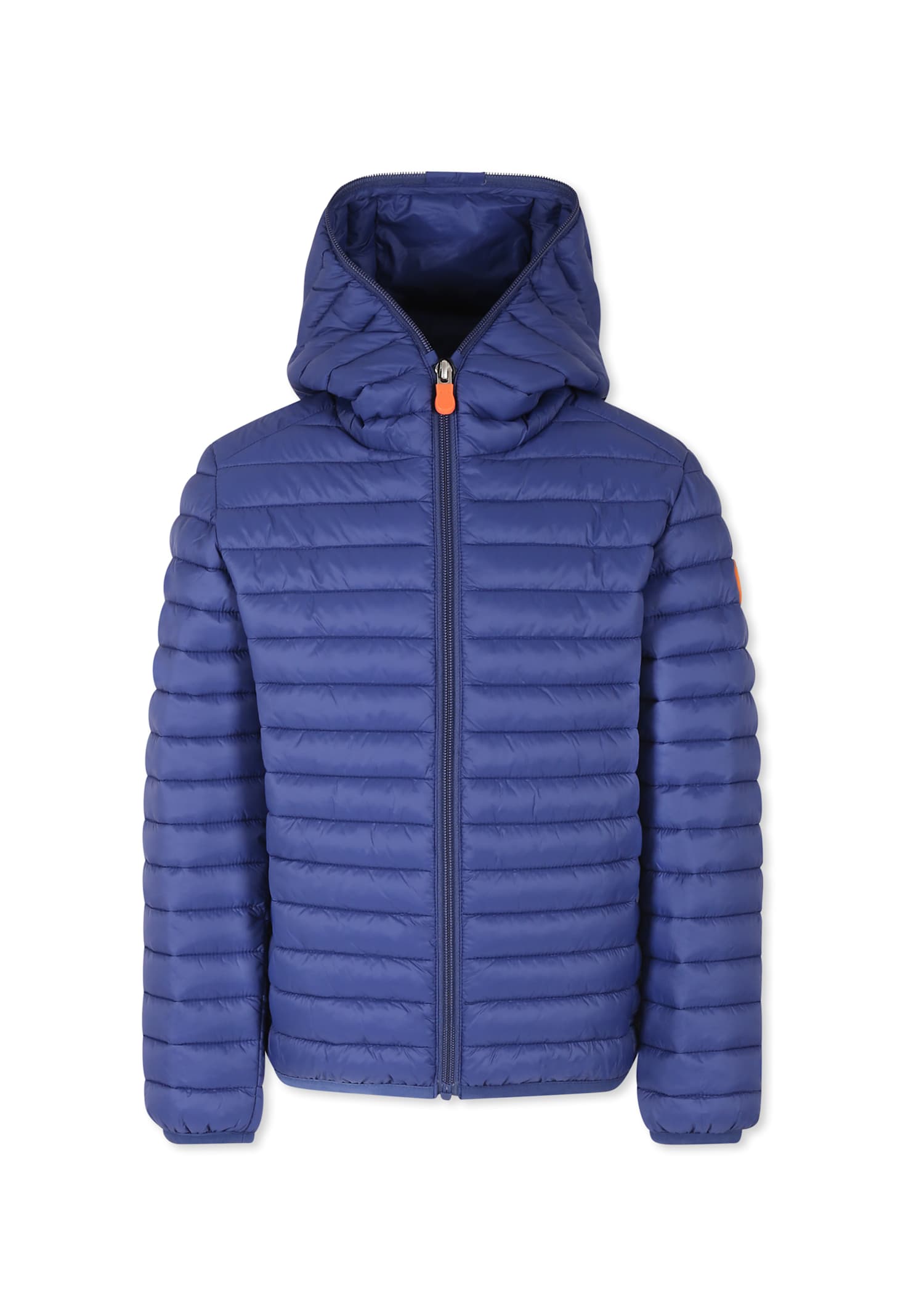Save The Duck Blue Down Jacket For Boy With Logo