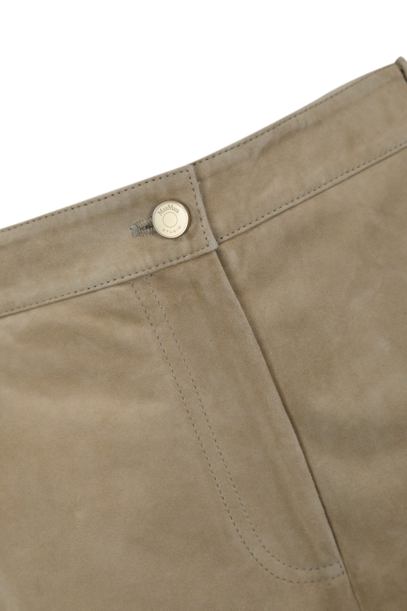 Max Mara Harald Suede Trousers In Sabbia