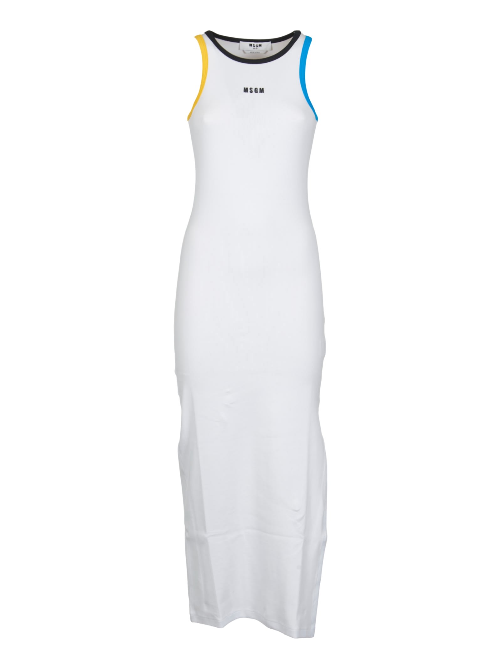 Msgm Logo Jersey Midi Tank Dress In Optic White