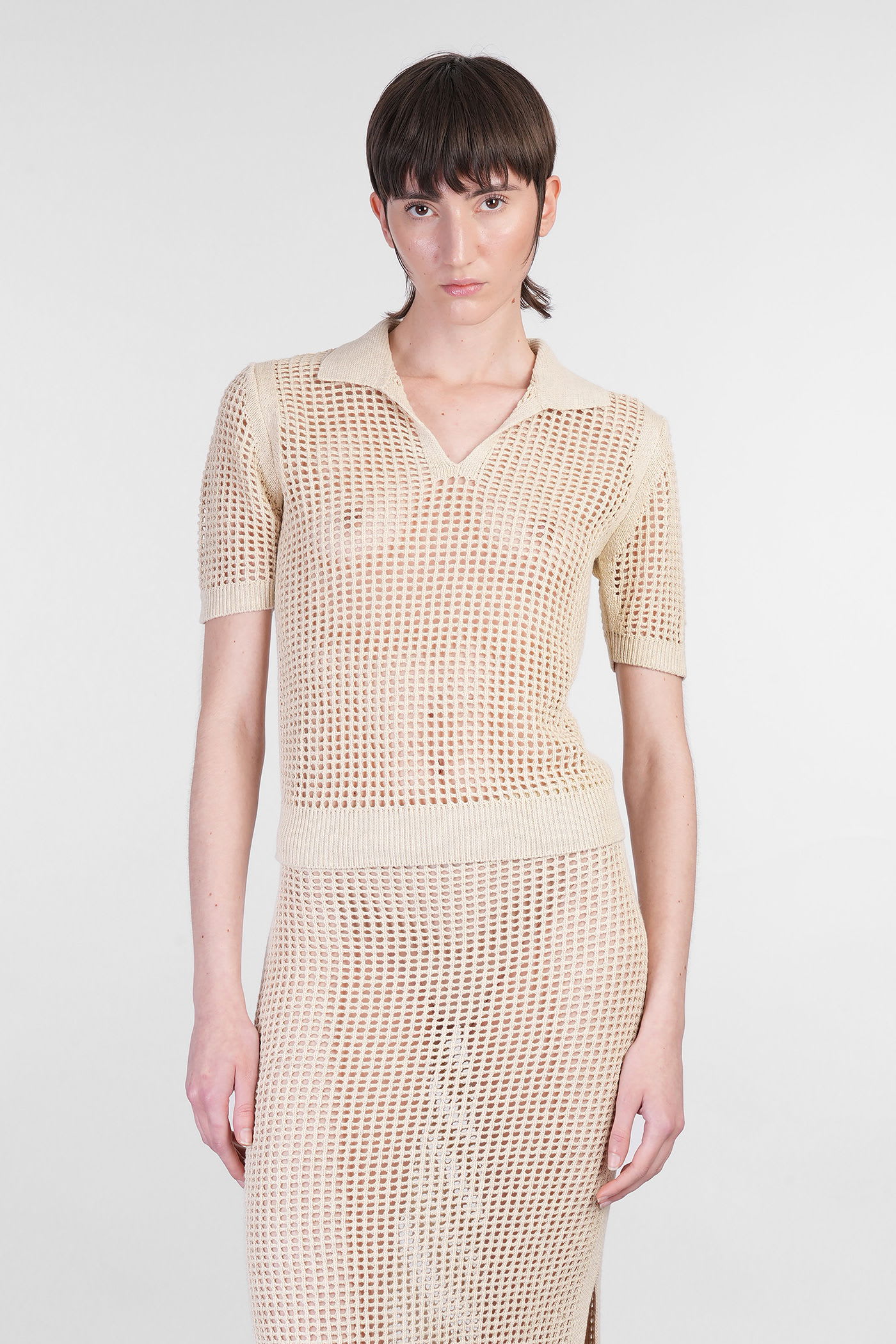 Mc2 Saint Barth Flora Polo In Beige Cotton In Sand