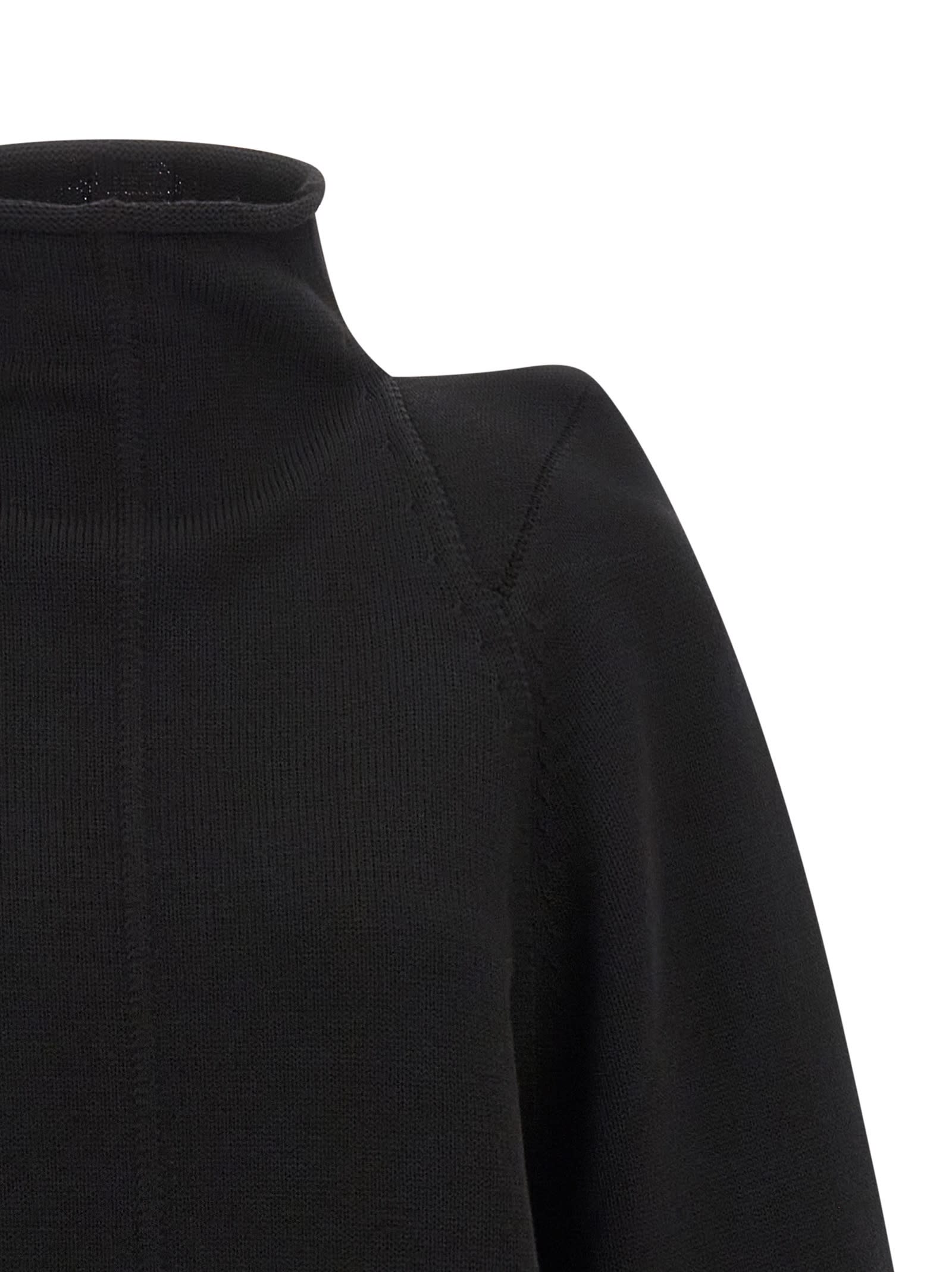 Rick Owens High Neck Long Sleeve Knit Sweater In Black