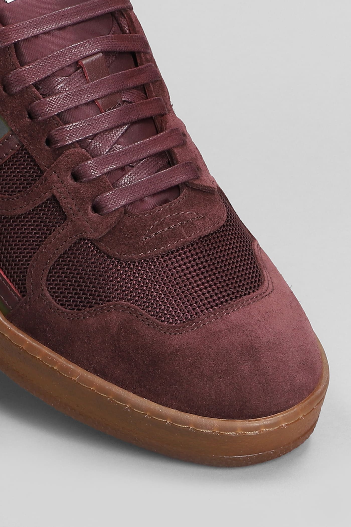 Shop Lanvin Clay Sneakers In Bordeaux Suede And Fabric