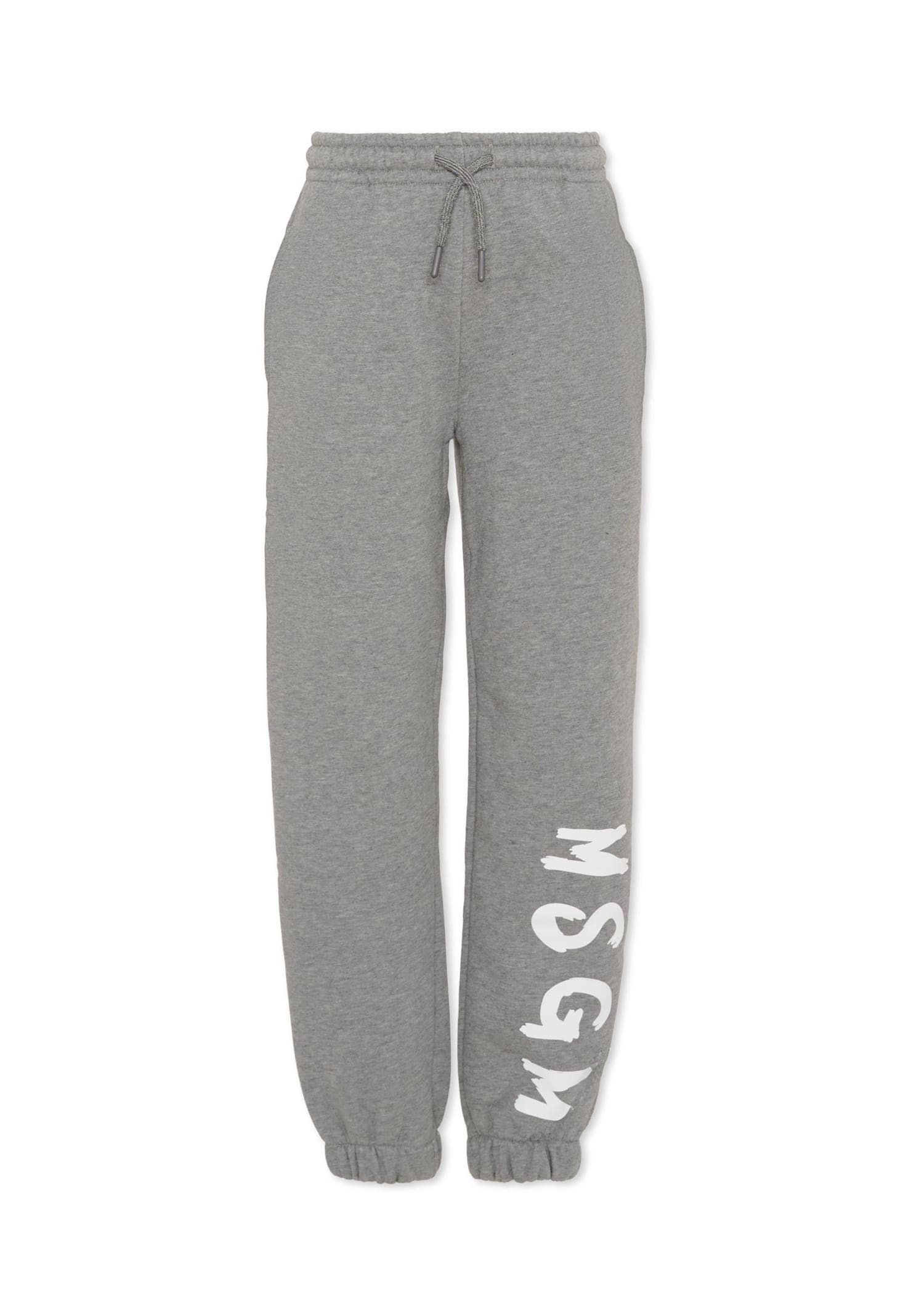 Msgm Grey Trousers For Kids With Logo In Gray