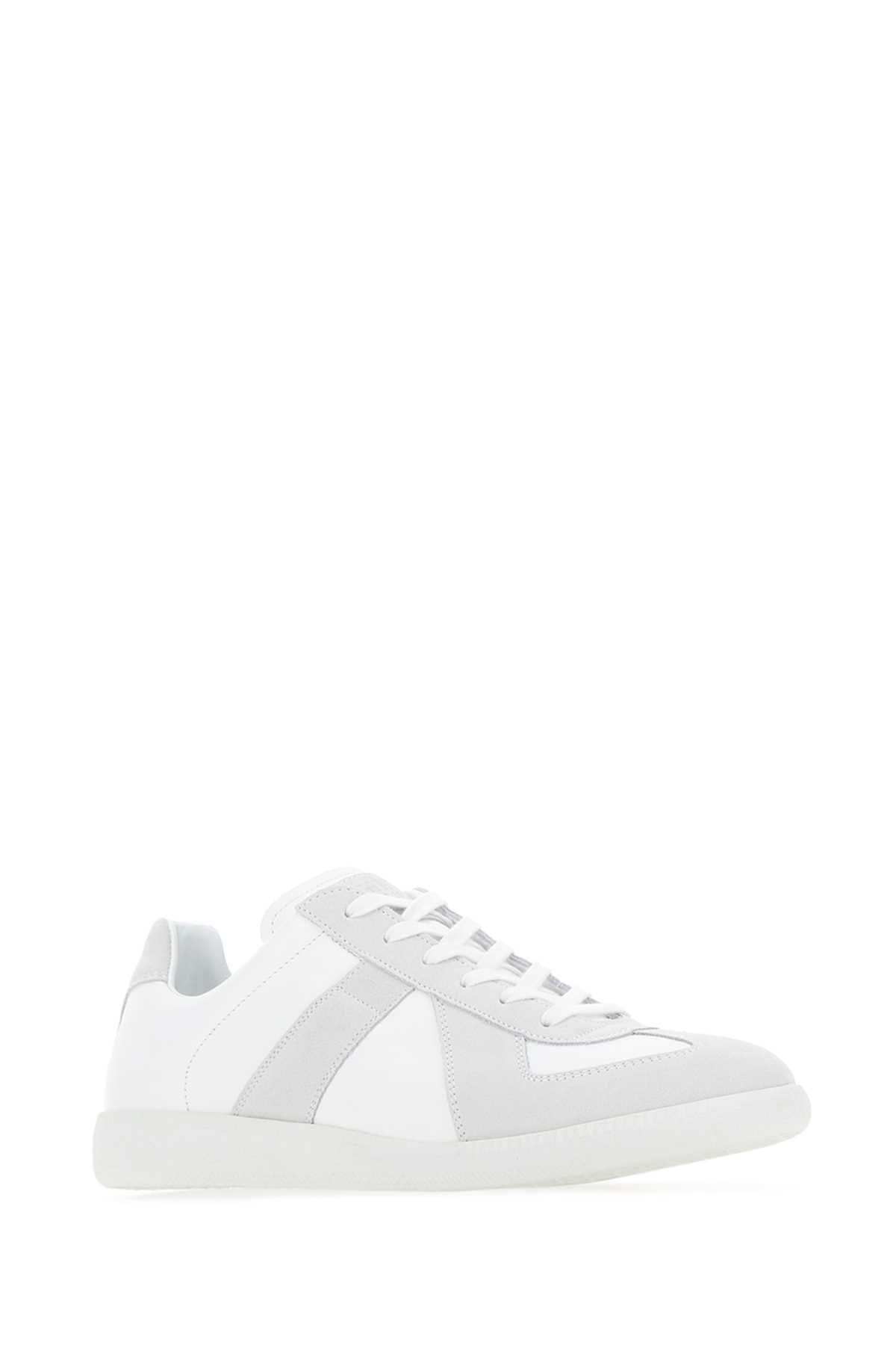 Shop Maison Margiela Two-tone Leather Replica Sneakers In 101