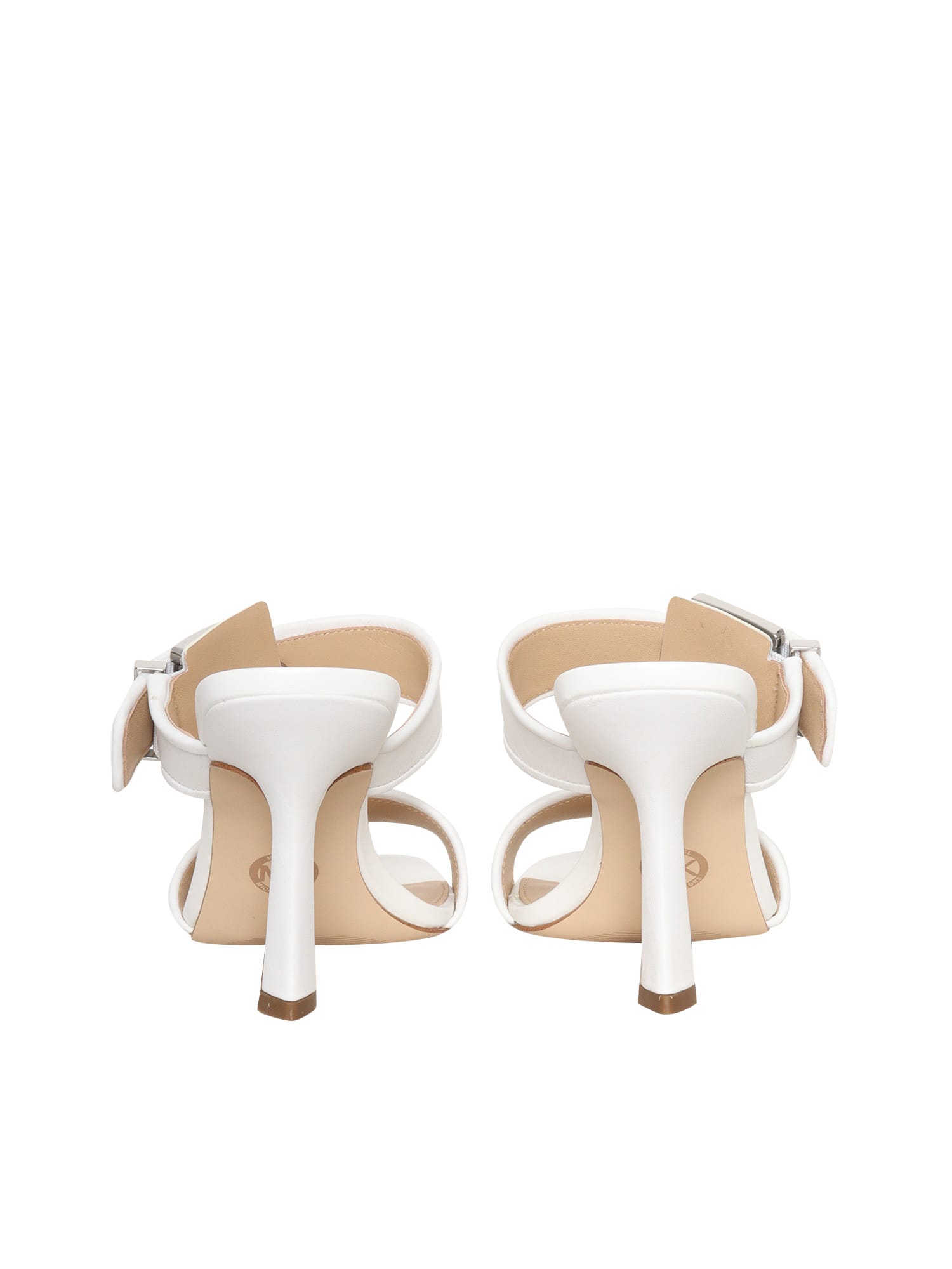 Shop Michael Kors Colby Leather Sandals In White