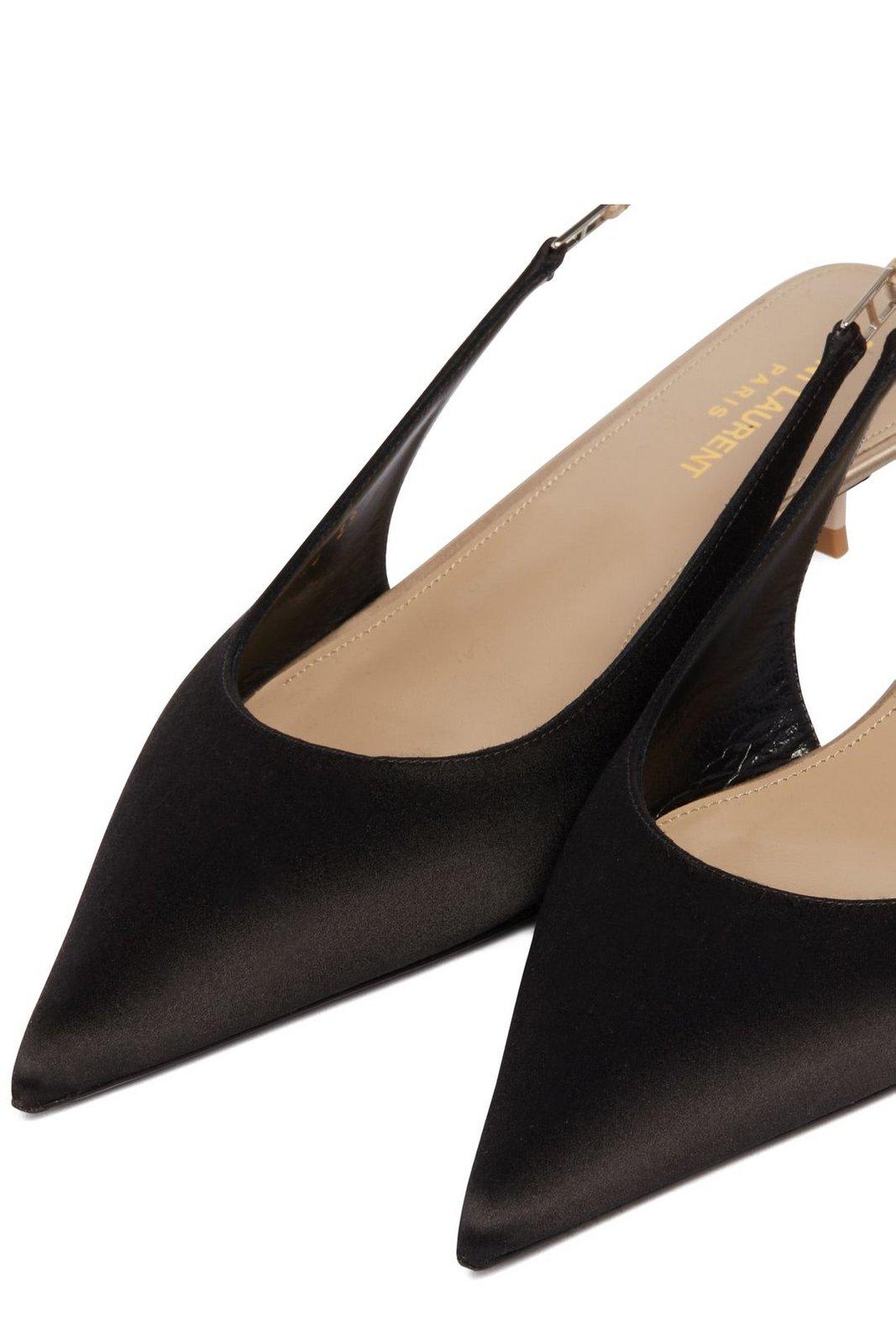 Shop Saint Laurent Cherish Slingback Pumps In Nero Partridge Pink